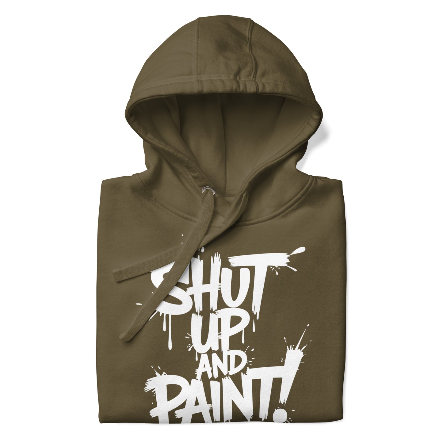 Green-Shut Up and Paint Graffiti Hoodie from B.Different Clothing, folded, graffiti-inspired streetwear