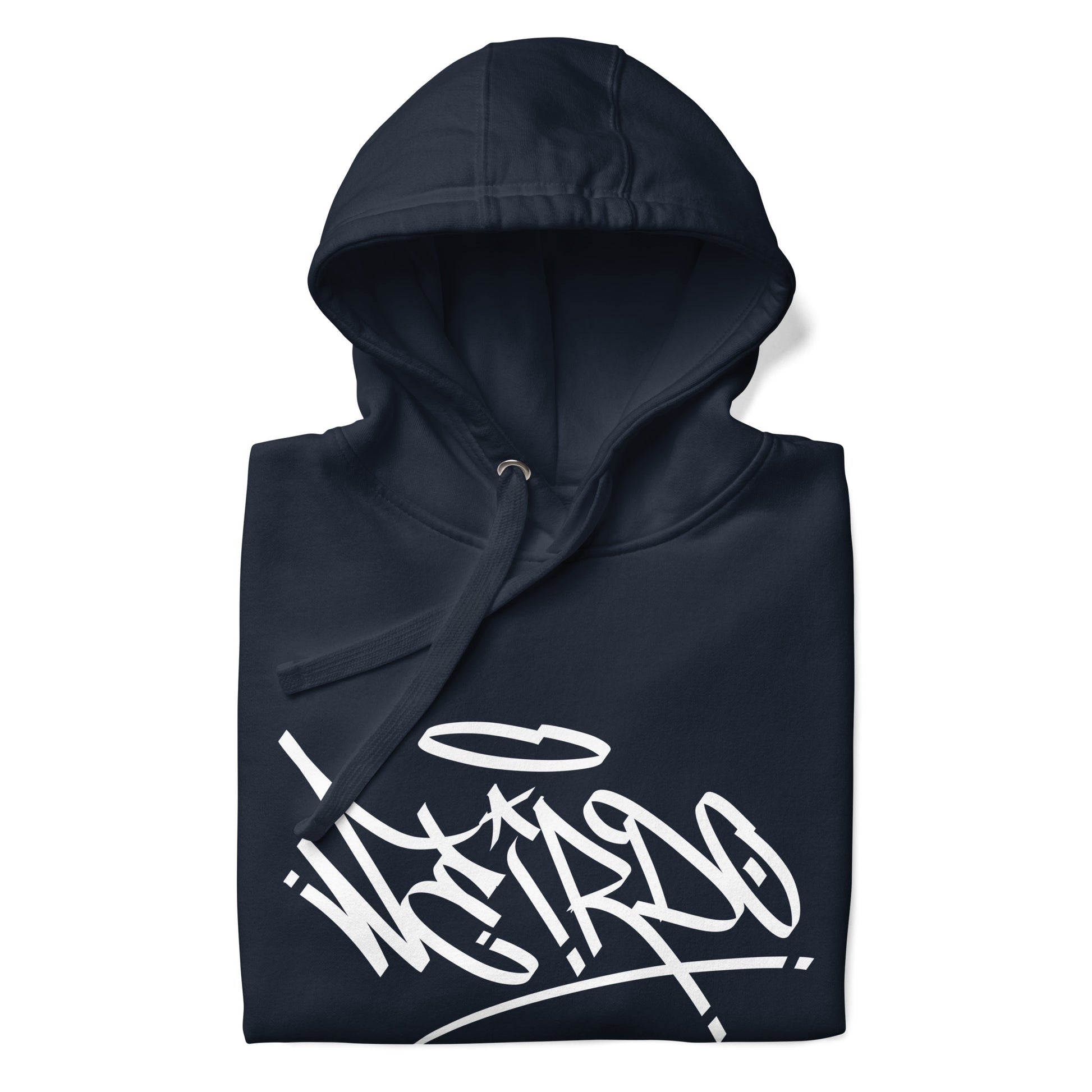 folded Weirdo Tag Hoodie navy by B.Different Clothing street art graffiti inspired independent streetwear brand