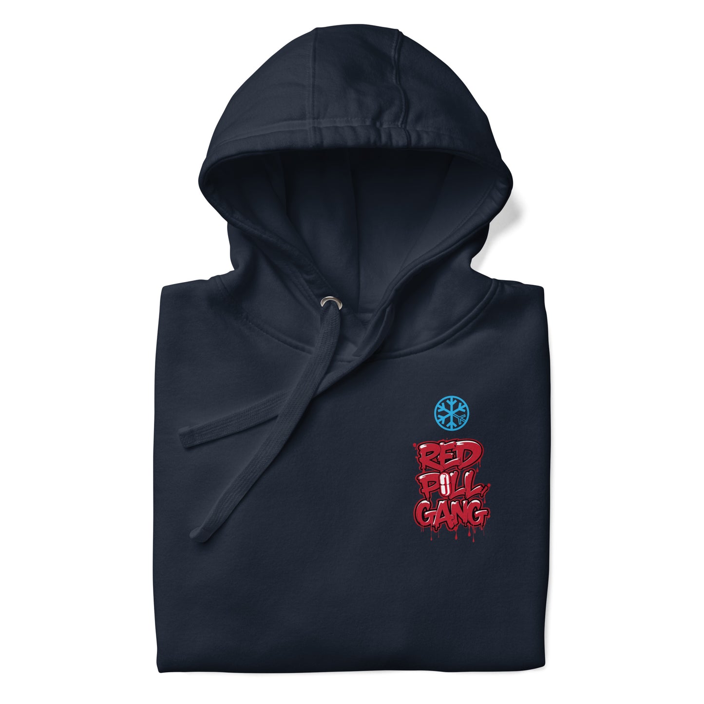 folded red pill gang hoodie navy B.Different Clothing graffiti street art inspired independent streetwear brand