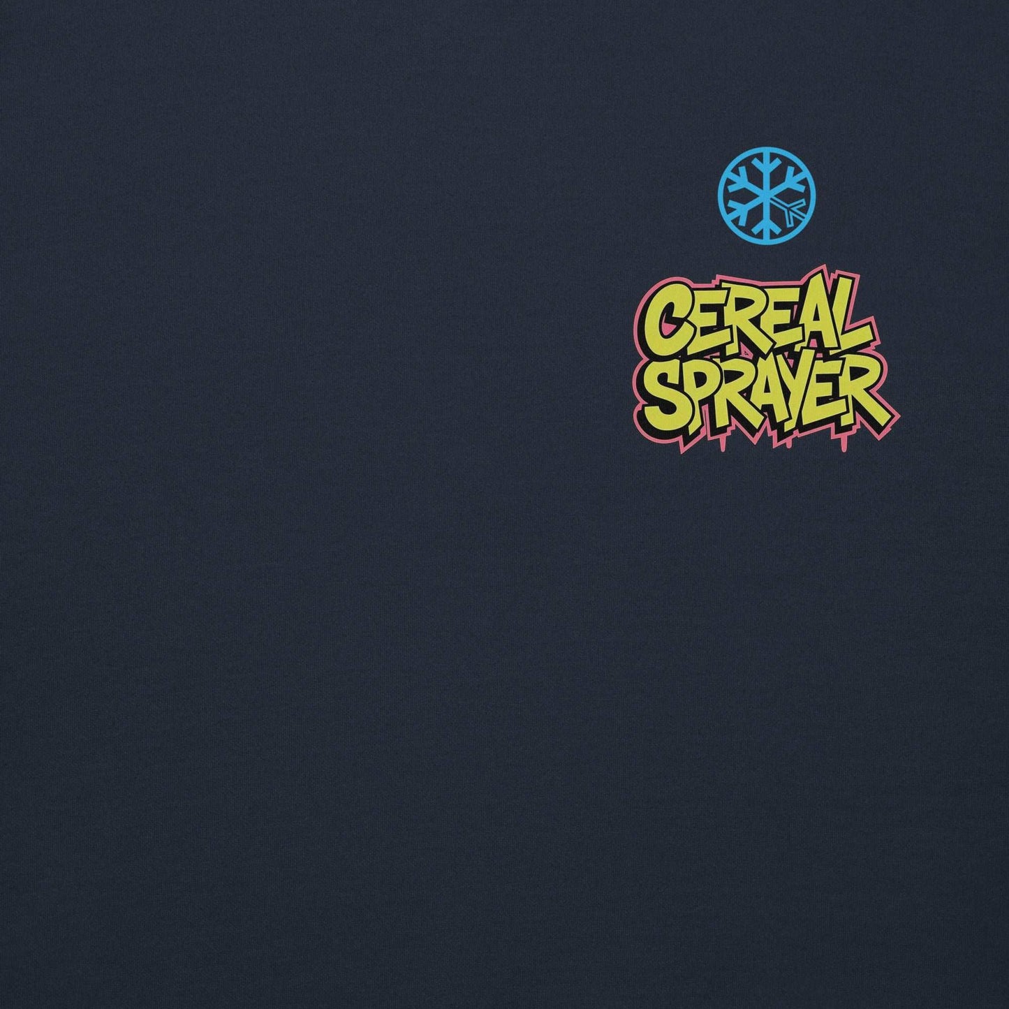 front graphic of Cereal Sprayer Graffiti hoodie navy B.Different Clothing graffiti street art inspired streetwear brand