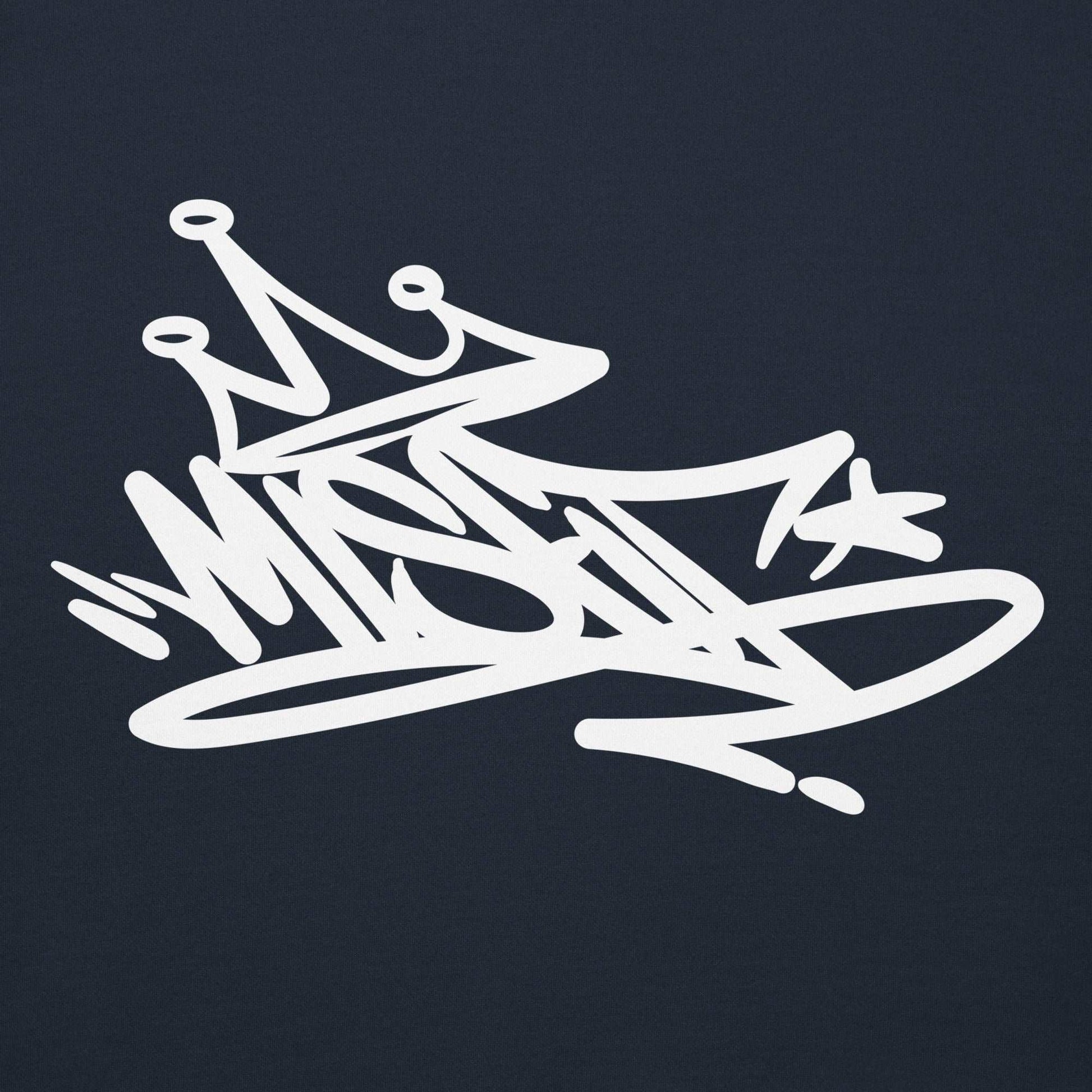 graphic of Misfit Graffiti Tag Hoodie navy B.Different Clothing graffiti street art inspired streetwear brand