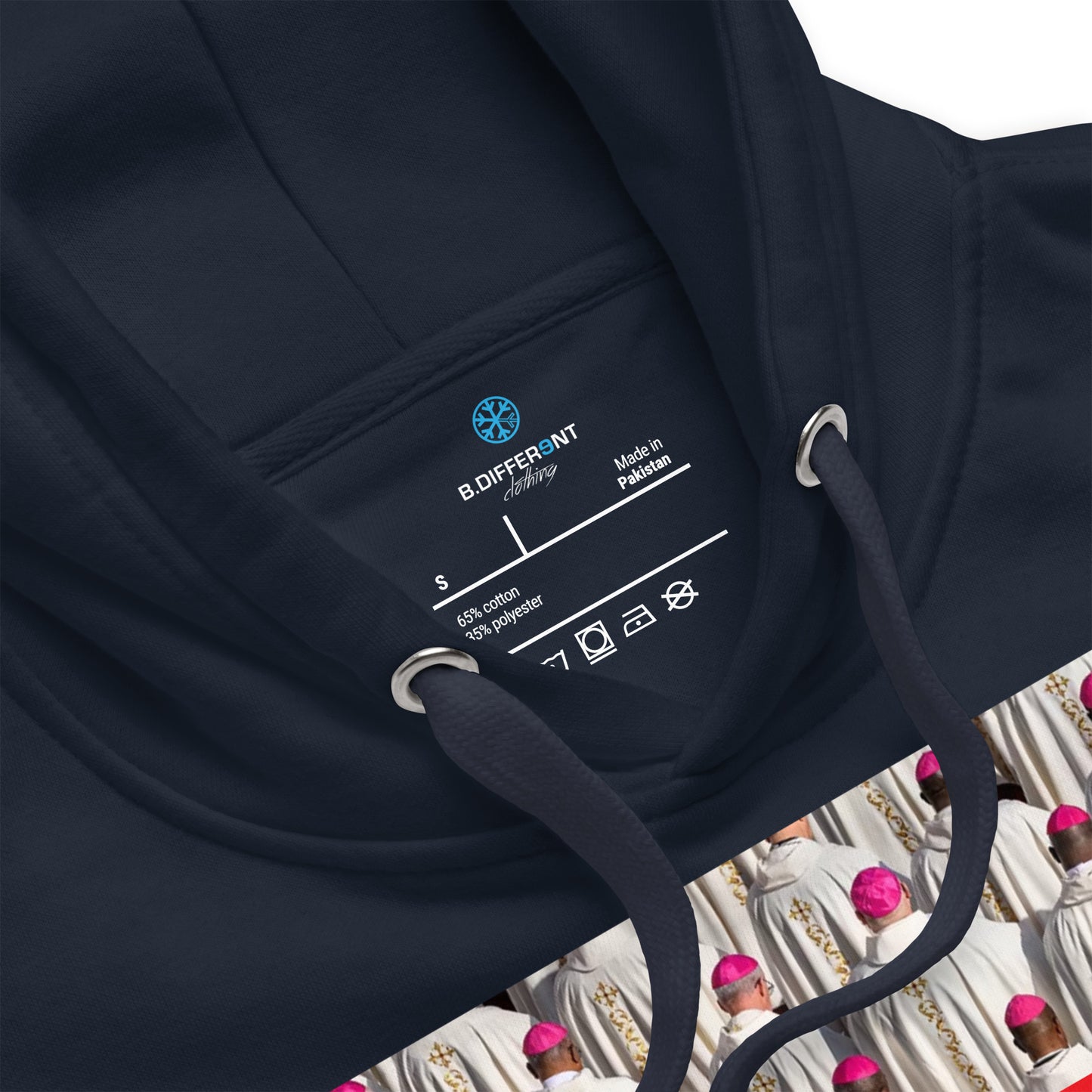 Navy-Vatican Crooks Hoodie from B.Different Clothing, collar, graffiti-inspired streetwear