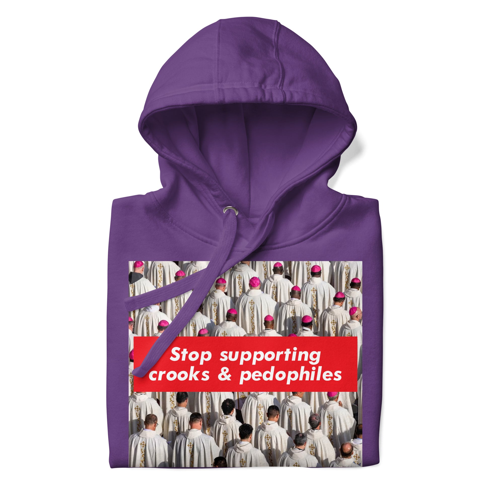 Purple-Vatican Crooks Hoodie from B.Different Clothing, folded, graffiti-inspired streetwear