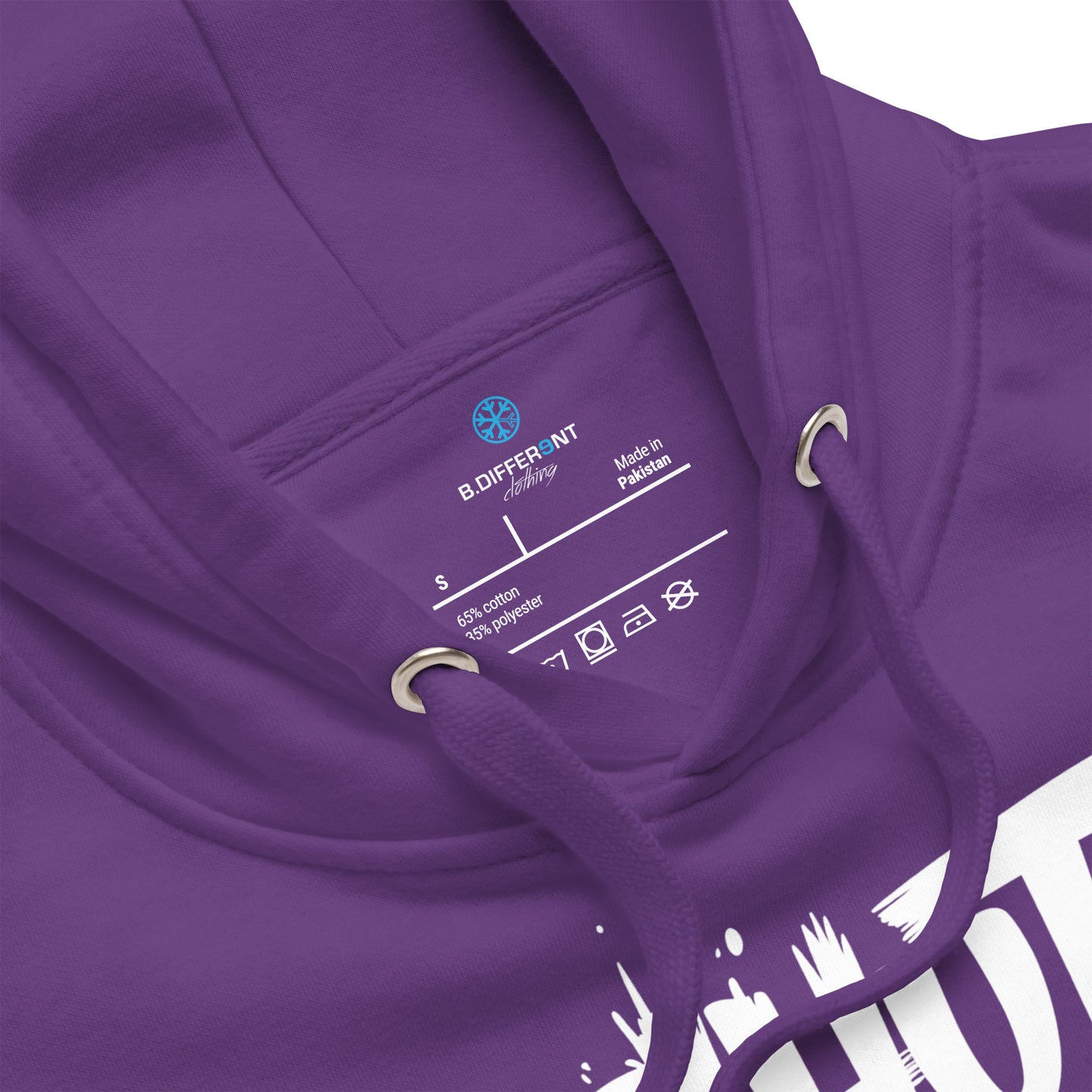 Purple-Shut Up and Paint Graffiti Hoodie from B.Different Clothing, collar, graffiti-inspired streetwear