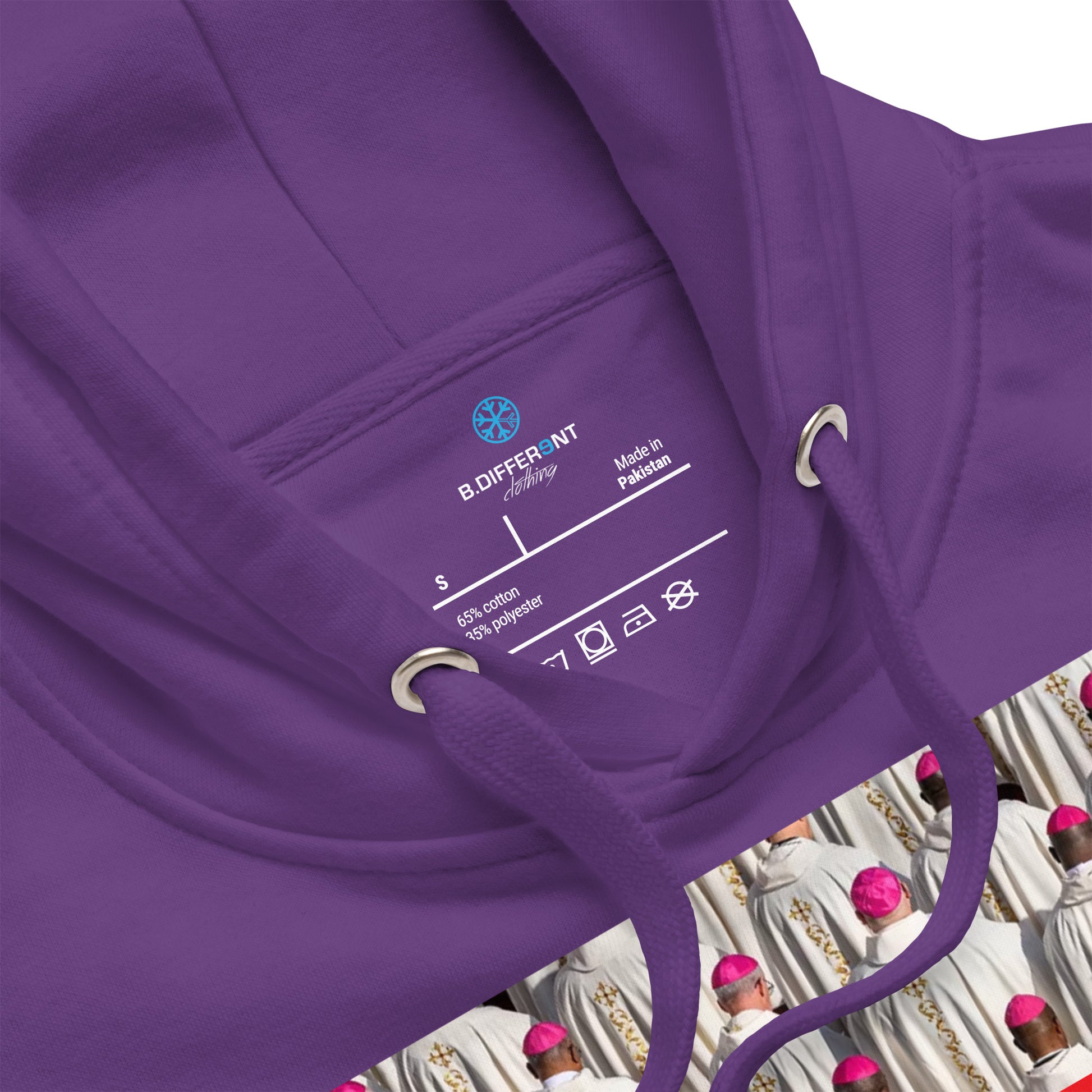 Purple-Vatican Crooks Hoodie from B.Different Clothing, collar, graffiti-inspired streetwear