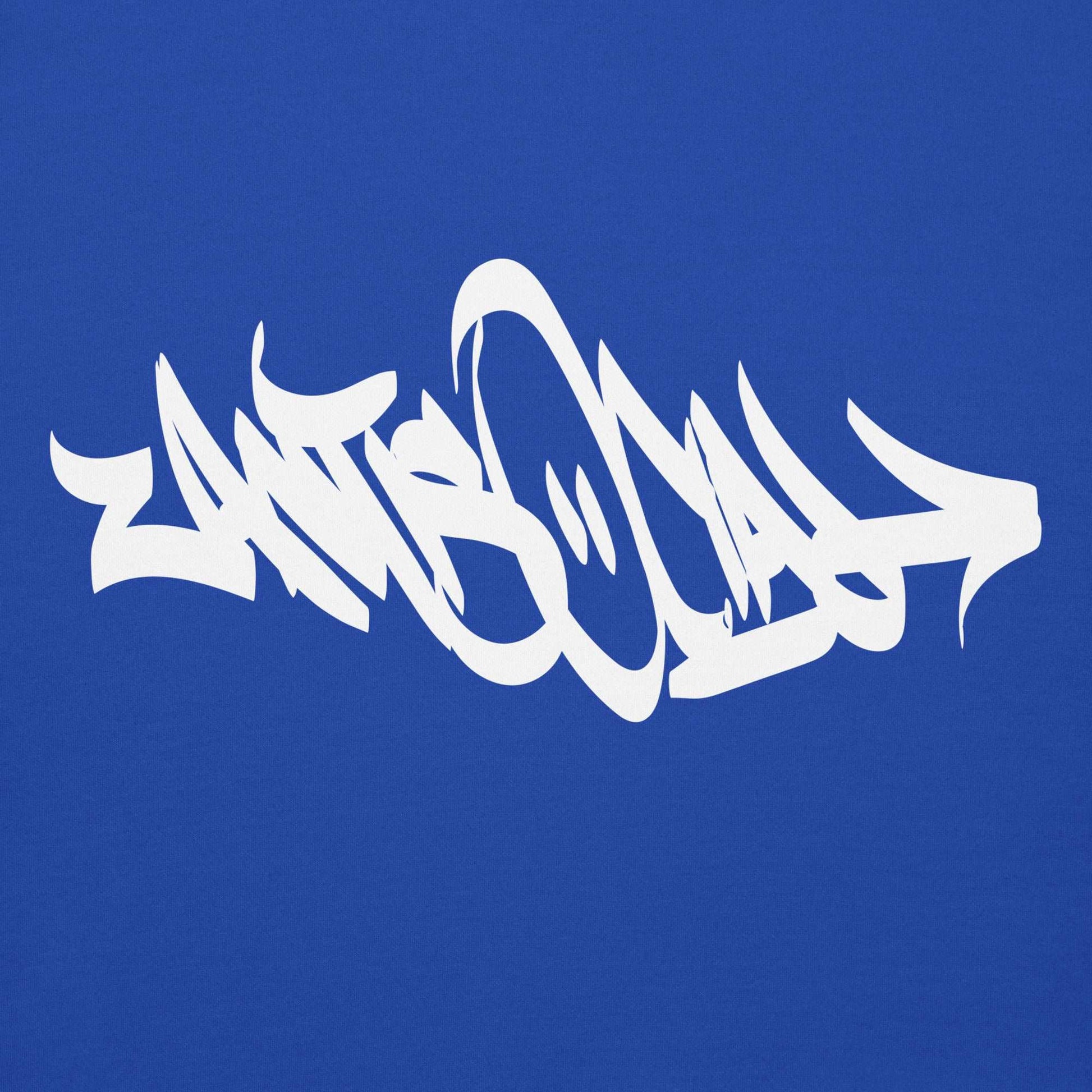 graphic of Antisocial Graffiti Tag Hoodie blue B.Different Clothing graffiti street art inspired streetwear brand