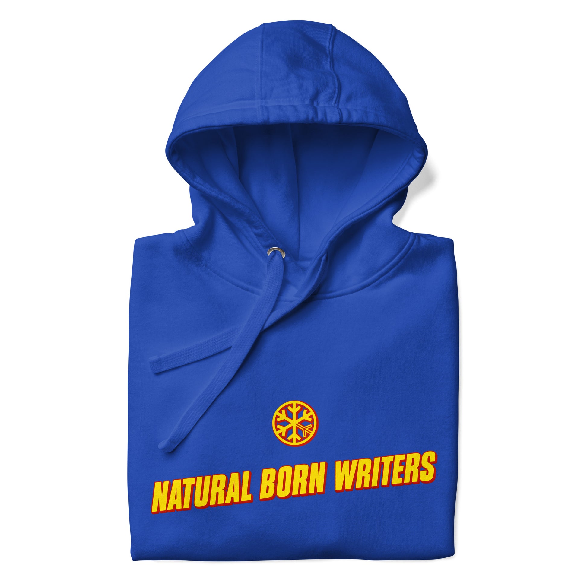 Blue-Natural Born Writers Graffiti Hoodie from B.Different Clothing, folded, graffiti-inspired streetwear