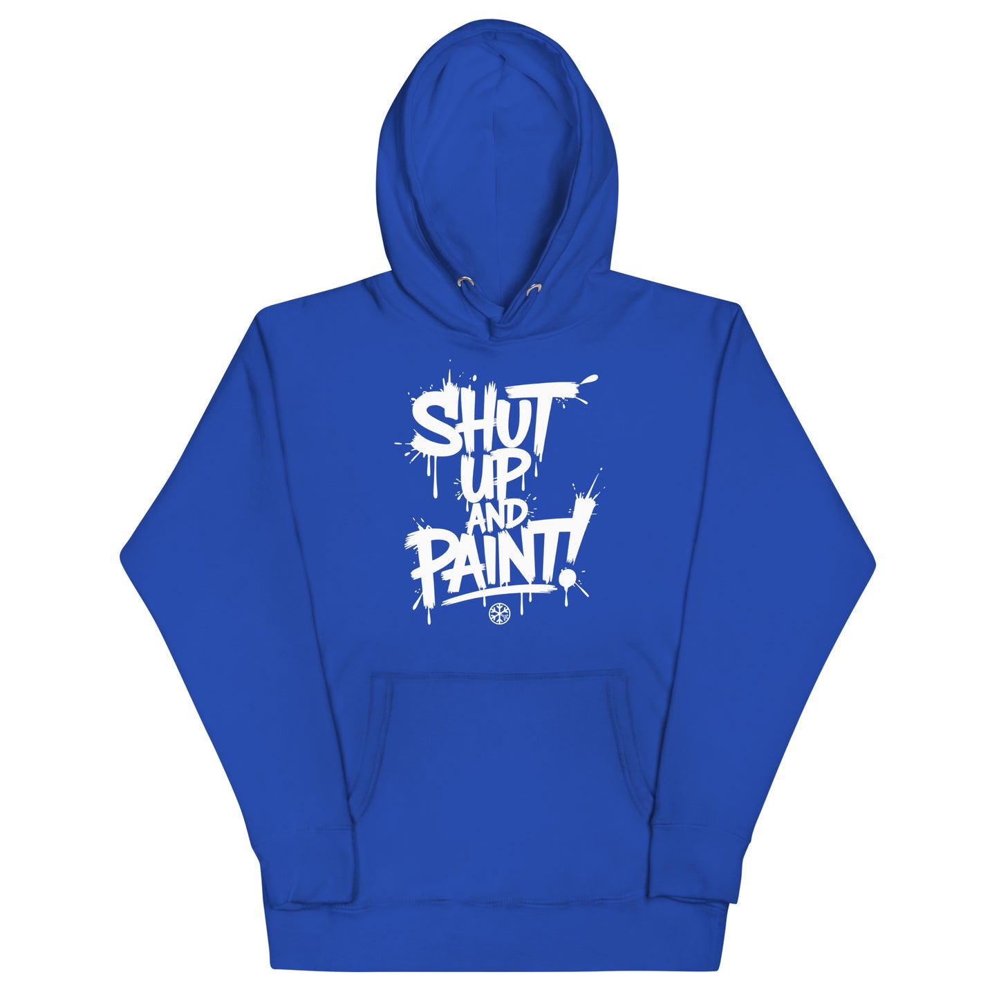 Blue-Shut Up and Paint Graffiti Hoodie from B.Different Clothing, front view, graffiti-inspired streetwear