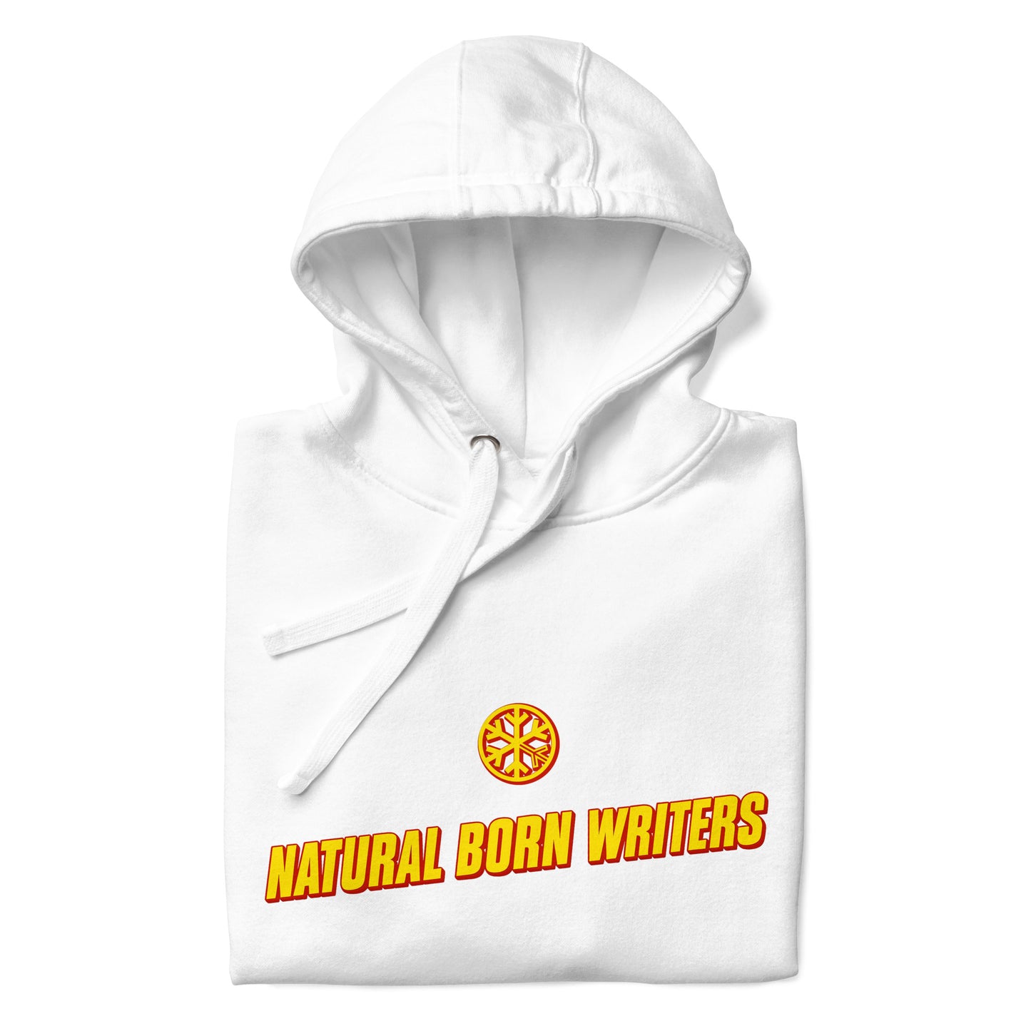 White-Natural Born Writers Graffiti Hoodie from B.Different Clothing, folded, graffiti-inspired streetwear