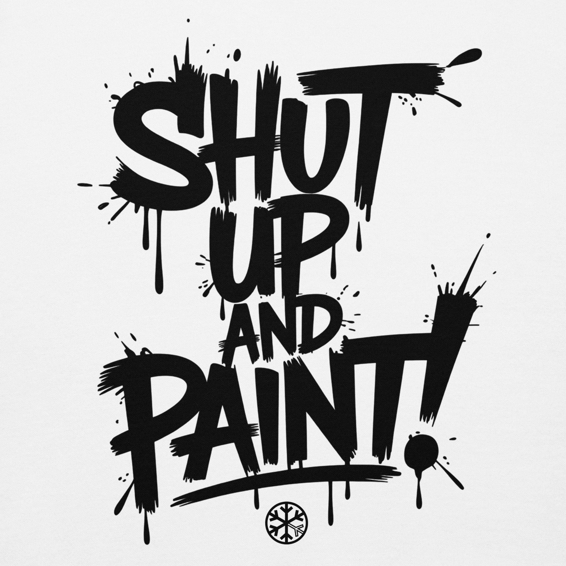 White-Shut Up and Paint Graffiti Hoodie from B.Different Clothing, graphic, graffiti-inspired streetwear
