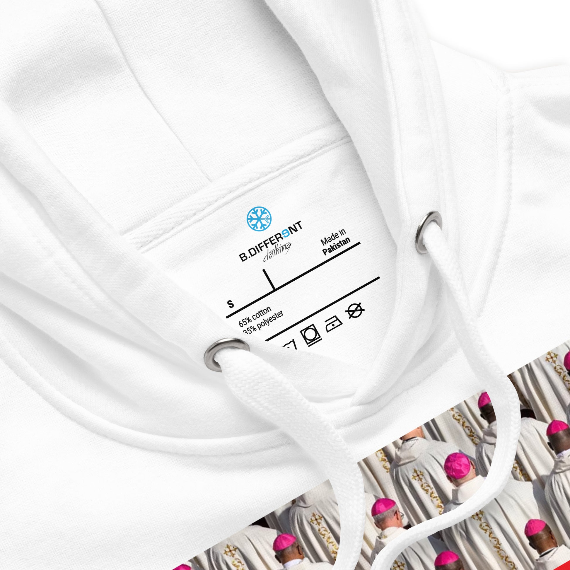 White-Vatican Crooks Hoodie from B.Different Clothing, collar, graffiti-inspired streetwear