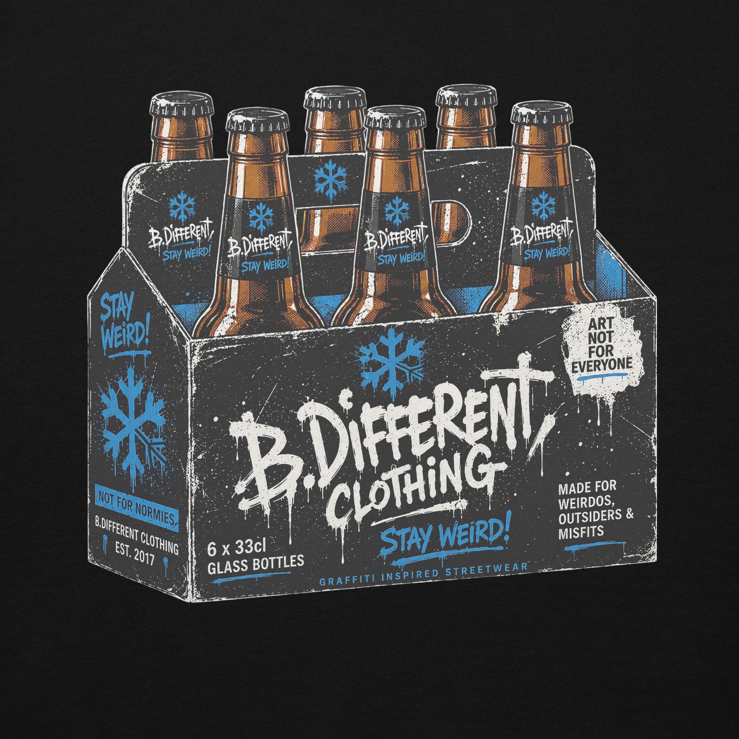 Black-Six Pack Beer Graffiti Hoodie from B.Different Clothing, graphic, graffiti-inspired streetwear