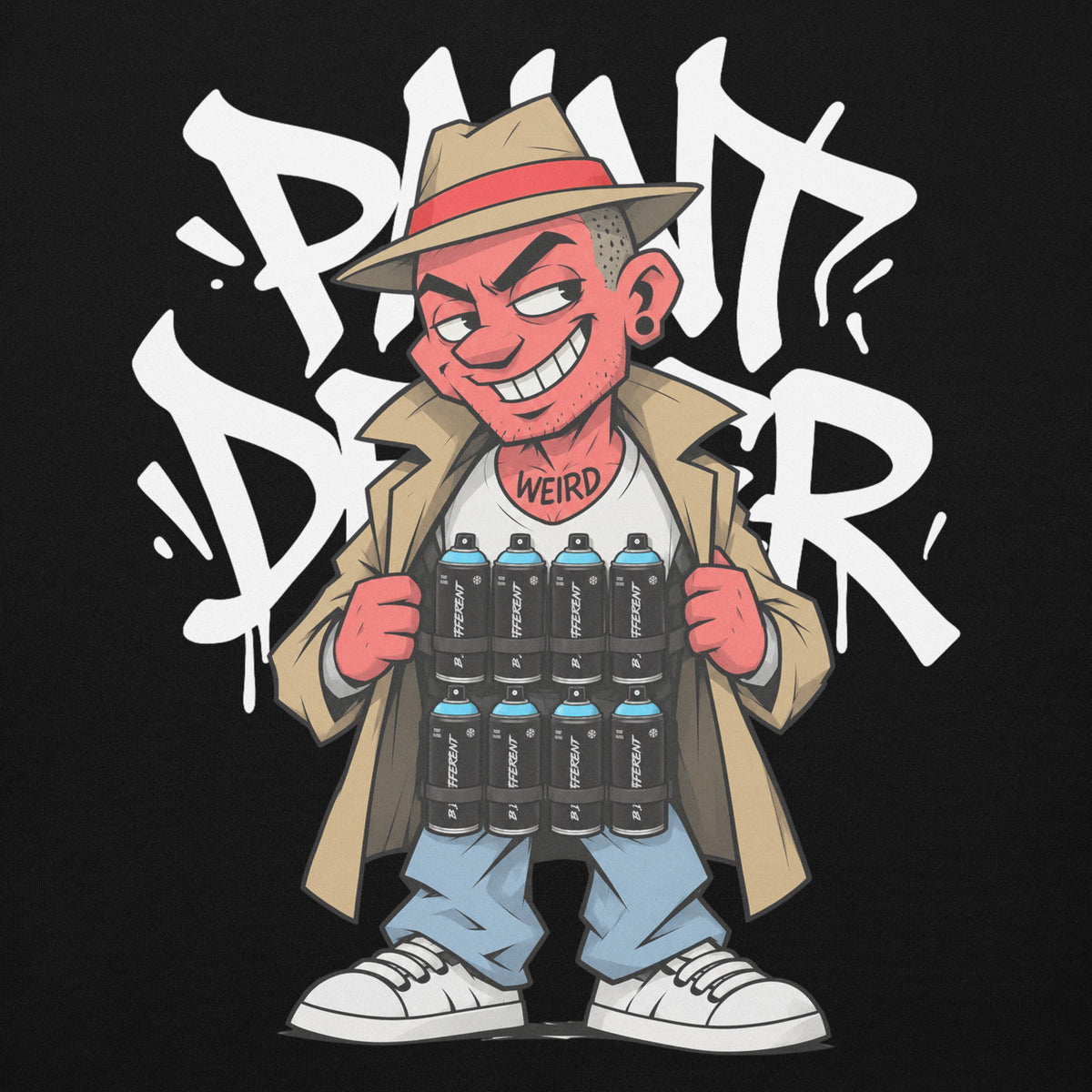 Black-Paint Dealer Graffiti Character Hoodie from B.Different Clothing, graphic, graffiti-inspired streetwear