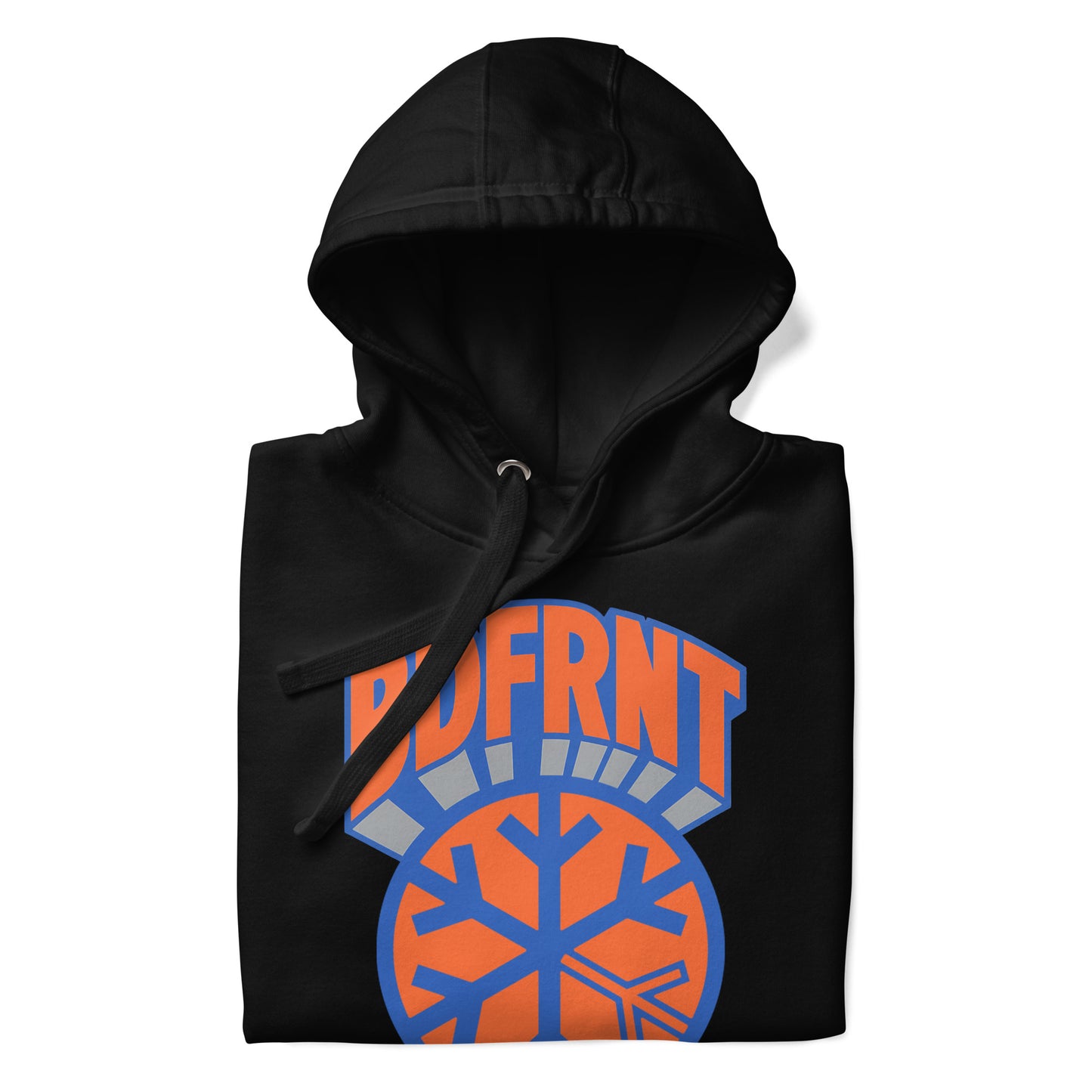 Black-BDFRNT Logo 1989 Hoodie from B.Different Clothing, folded, graffiti-inspired streetwear