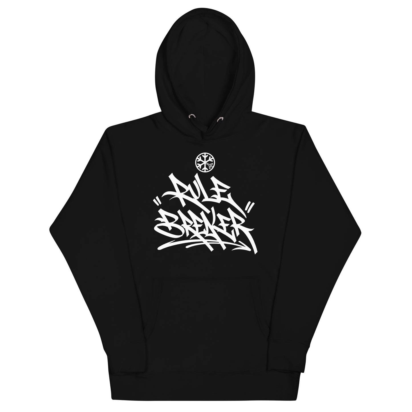 Black-Rule Breaker Graffiti Tag Hoodie from B.Different Clothing, front view, graffiti-inspired streetwear