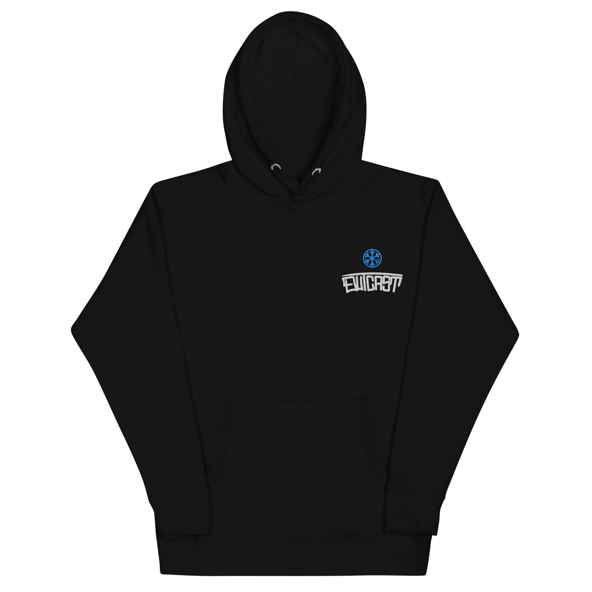 Black-Outcast Graffiti Tag Hoodie from B.Different Clothing, front view, graffiti-inspired streetwear