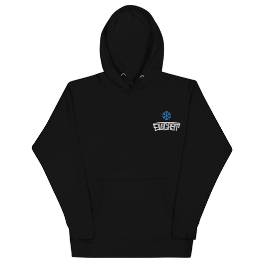 Black-Outcast Graffiti Tag Hoodie from B.Different Clothing, front view, graffiti-inspired streetwear