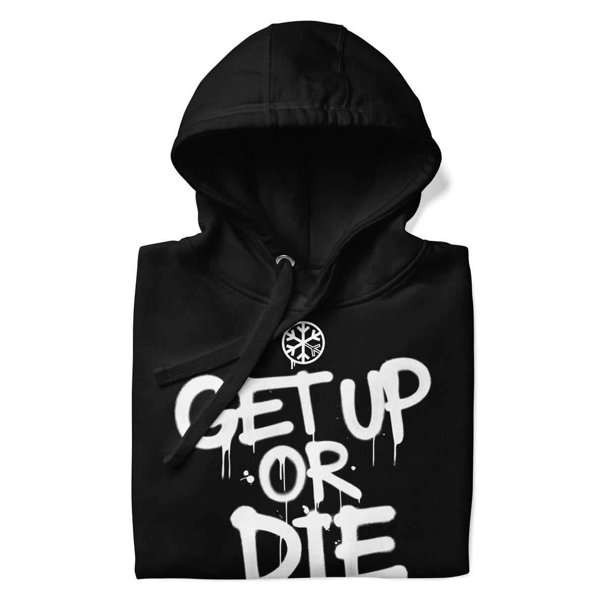 Black-Get Up or Die Graffiti Tag Hoodie from B.Different Clothing, folded, graffiti-inspired streetwear