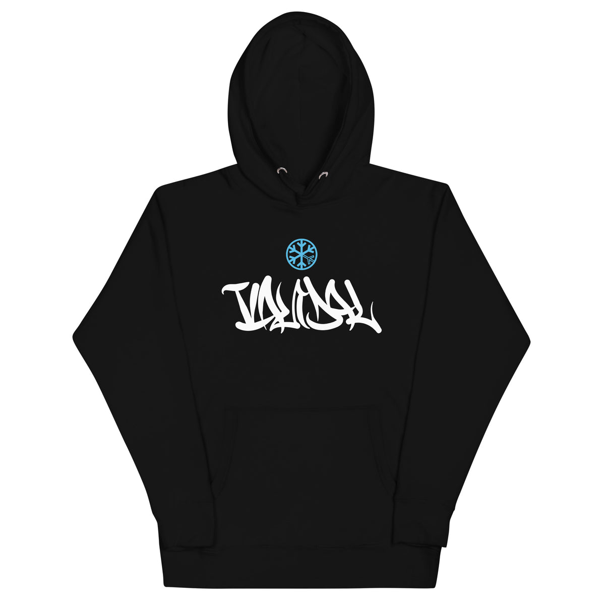 Black-Vandal Graffiti Tag Hoodie from B.Different Clothing, front view, graffiti-inspired streetwear
