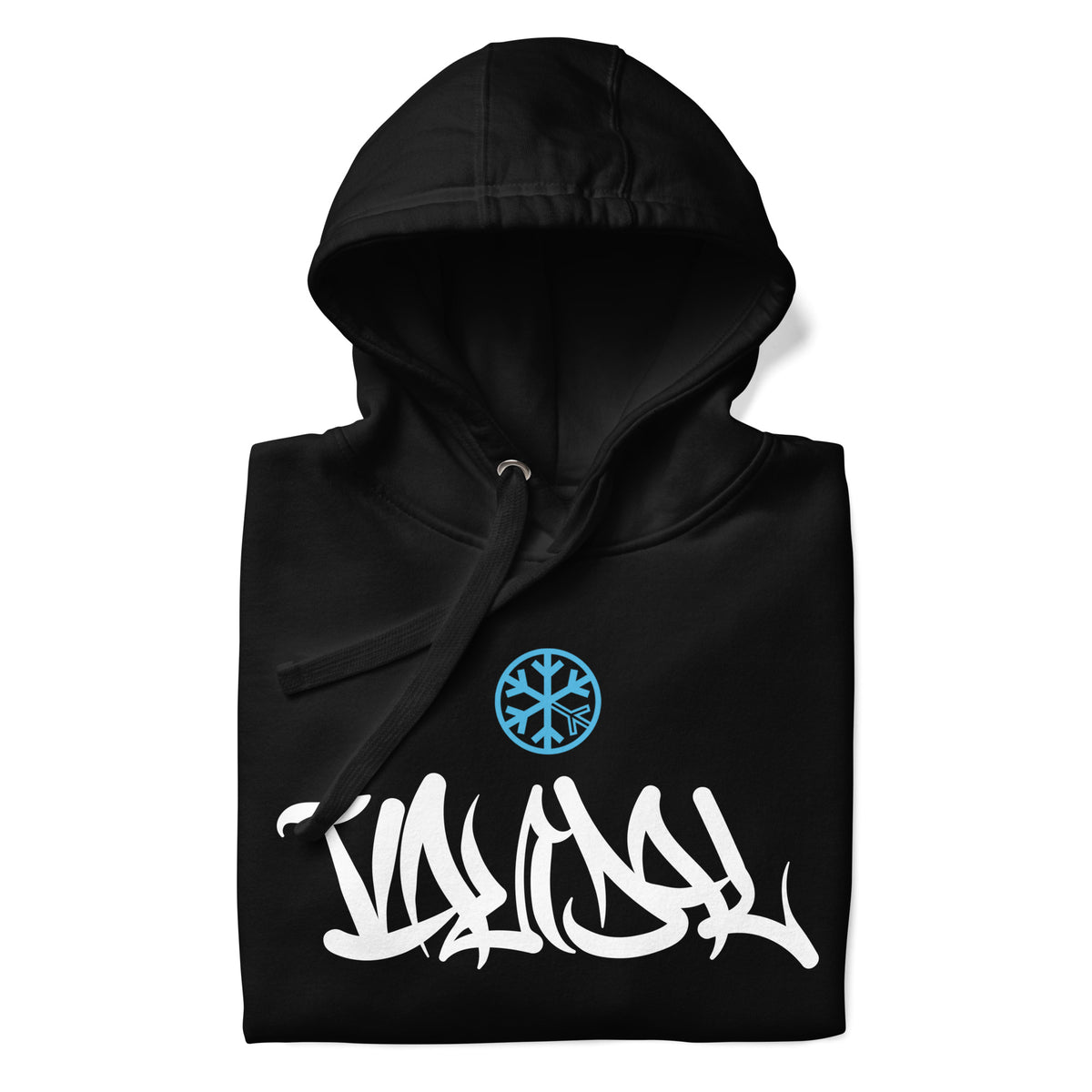 Black-Vandal Graffiti Tag Hoodie from B.Different Clothing, folded, graffiti-inspired streetwear
