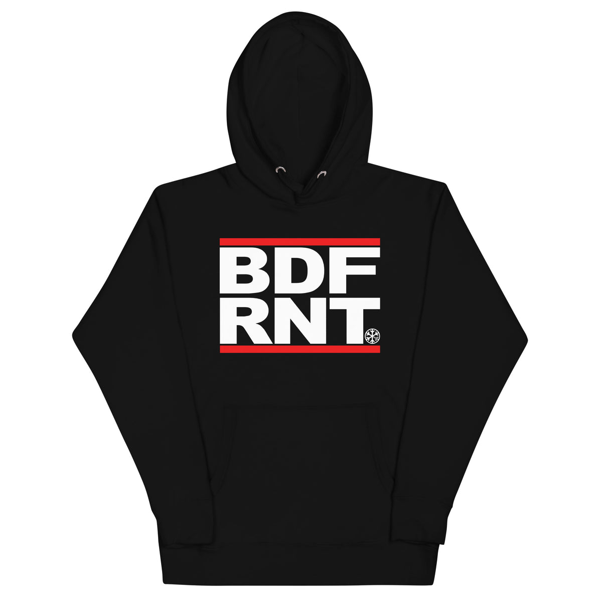 Black-BDFRNT OG Logo Hoodie from B.Different Clothing, front view, graffiti-inspired streetwear