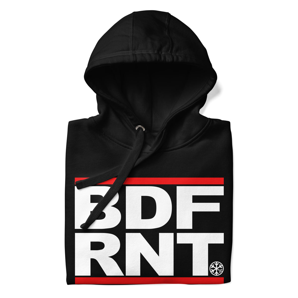 Black-BDFRNT OG Logo Hoodie from B.Different Clothing, folded, graffiti-inspired streetwear