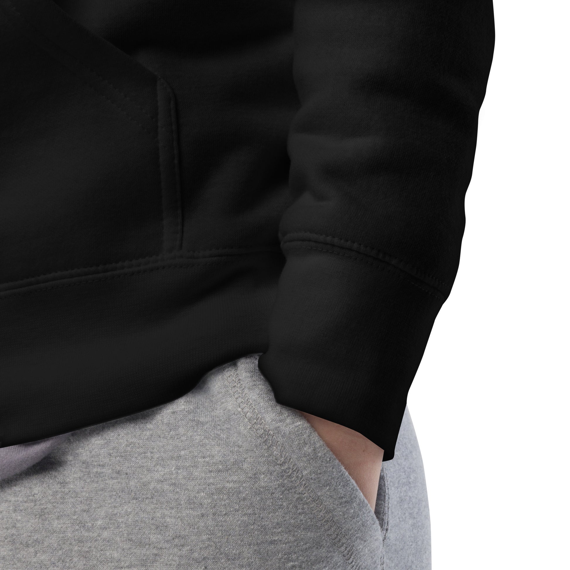 Black-BDFRNT NYC Subway Hoodie from B.Different Clothing, detail, graffiti-inspired streetwear