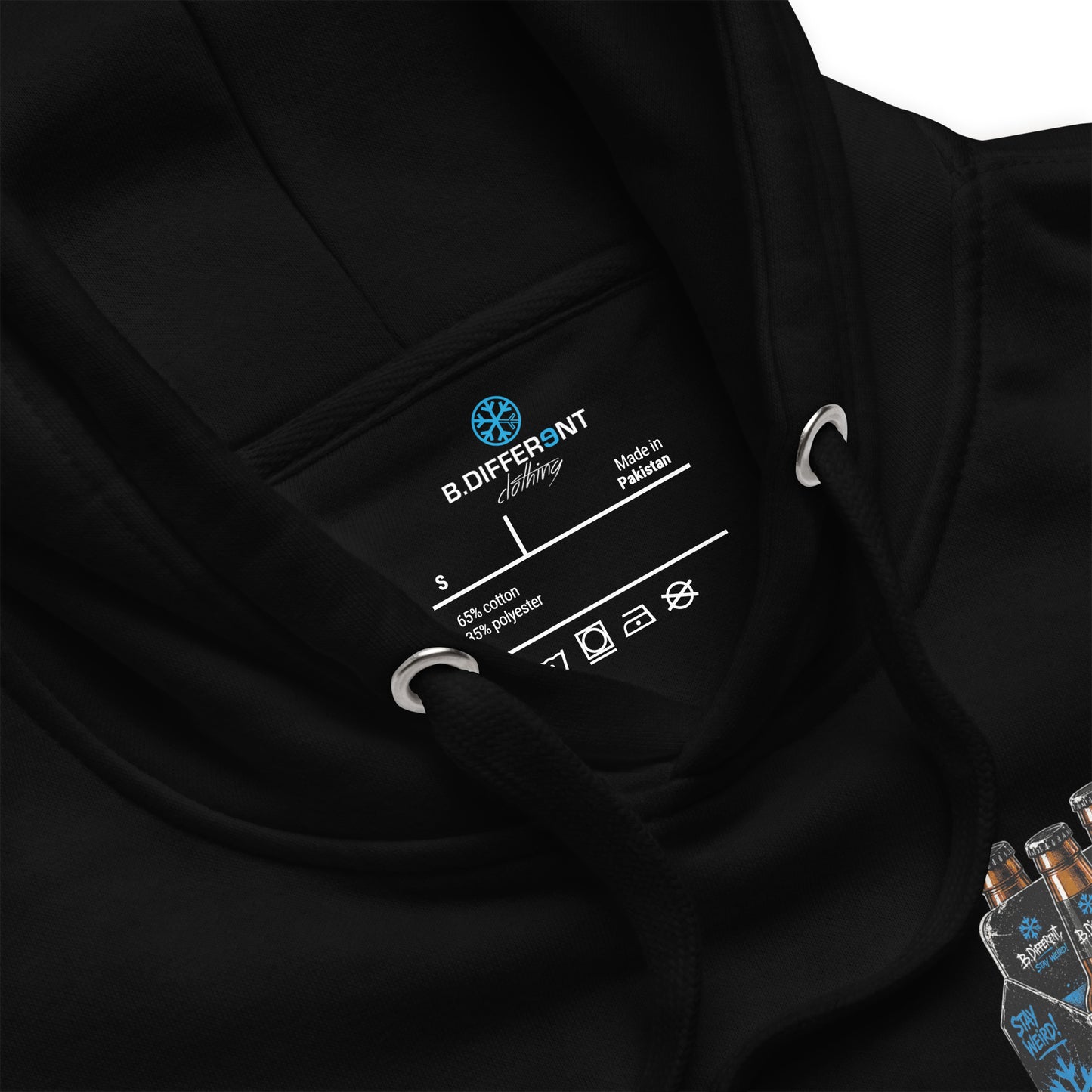 Black-Six Pack Beer Graffiti Hoodie from B.Different Clothing, collar, graffiti-inspired streetwear
