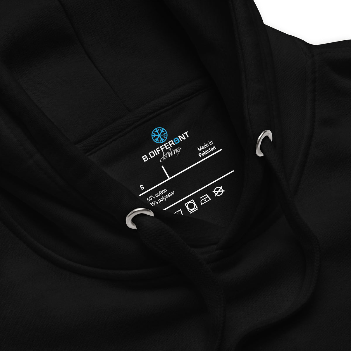 Black-Outcast Graffiti Tag Hoodie from B.Different Clothing, collar, graffiti-inspired streetwear
