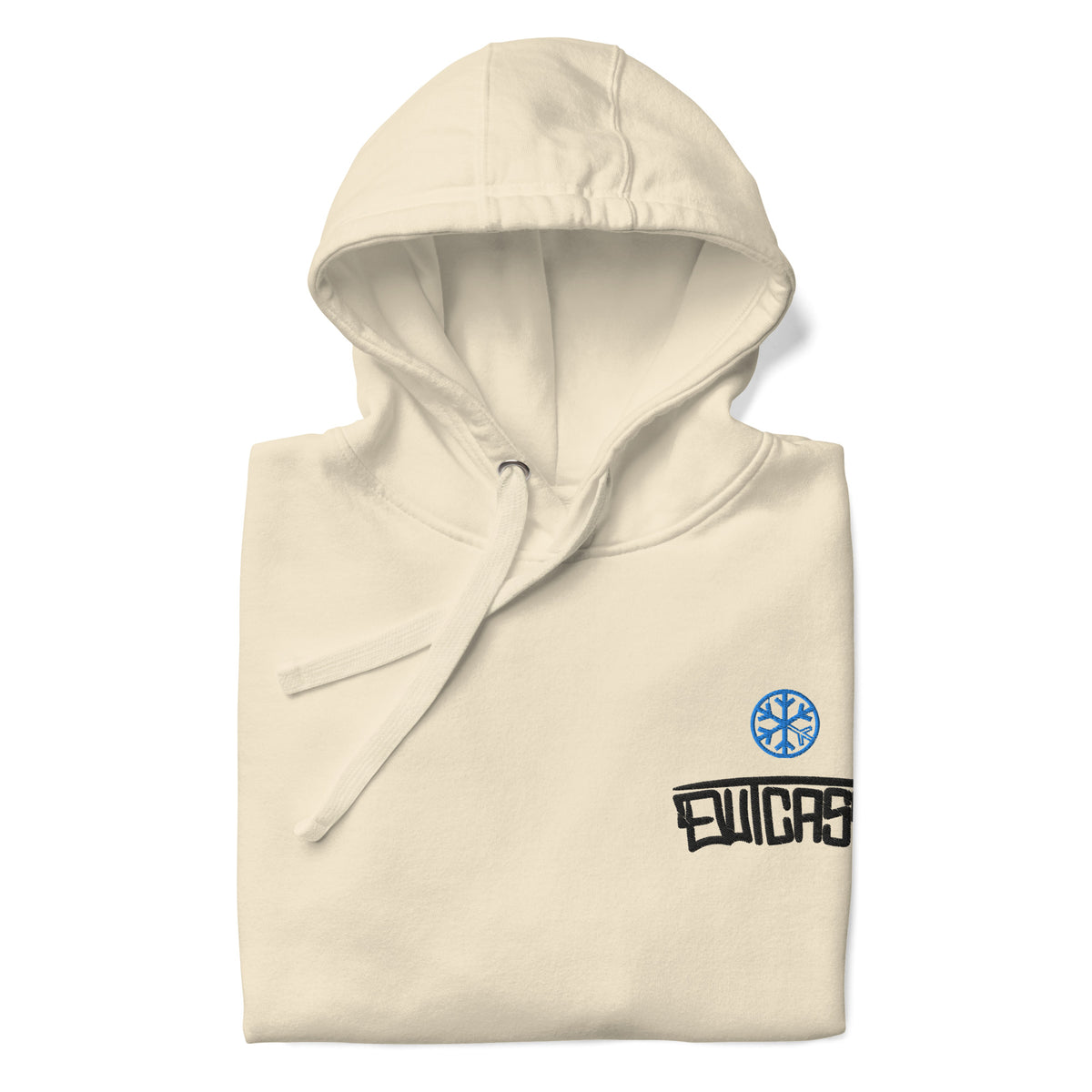 Beige-Outcast Graffiti Tag Hoodie from B.Different Clothing, folded, graffiti-inspired streetwear