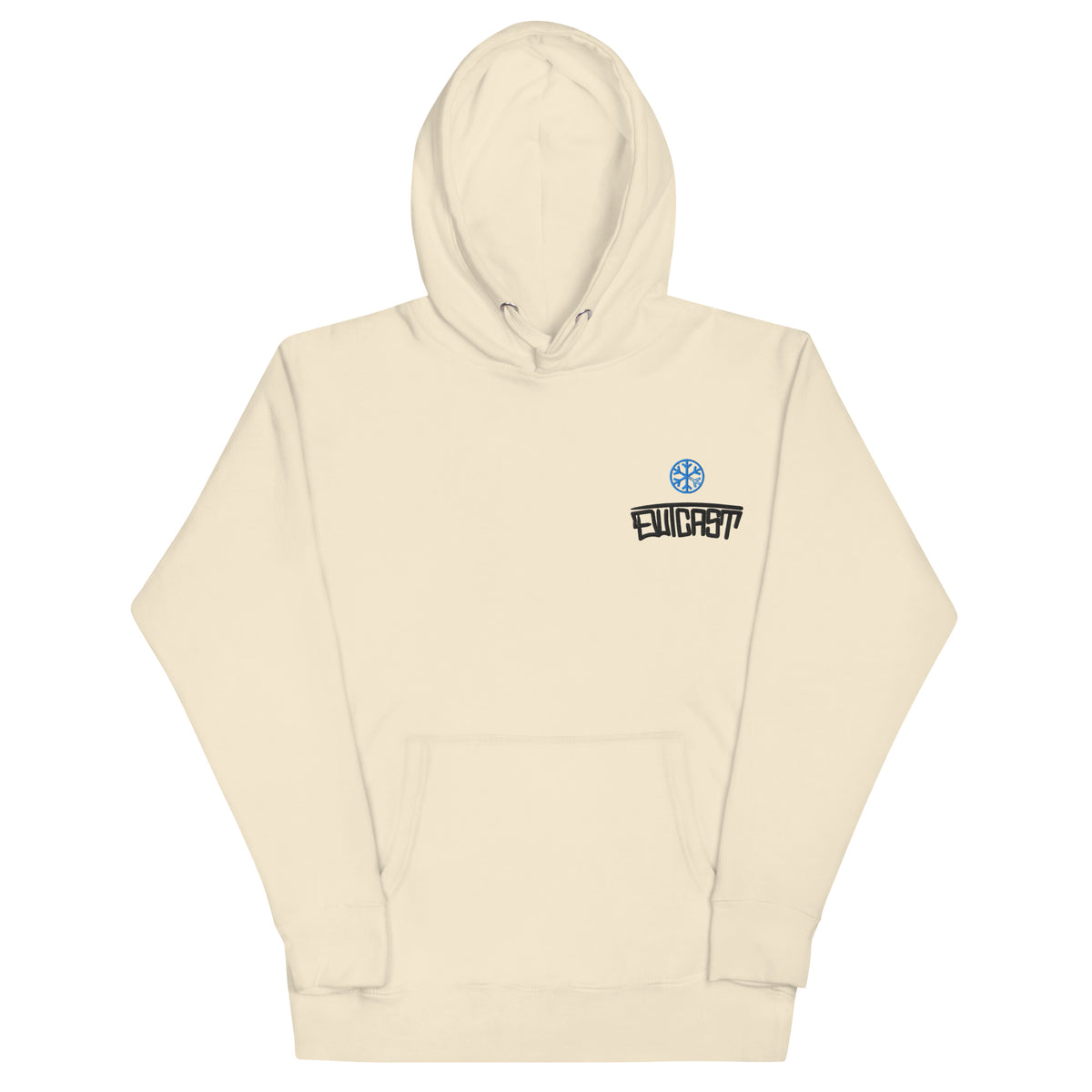 Beige-Outcast Graffiti Tag Hoodie from B.Different Clothing, front view, graffiti-inspired streetwear