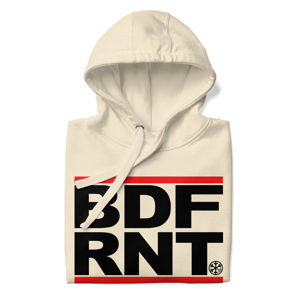 Bone-BDFRNT OG Logo Hoodie from B.Different Clothing, folded, graffiti-inspired streetwear