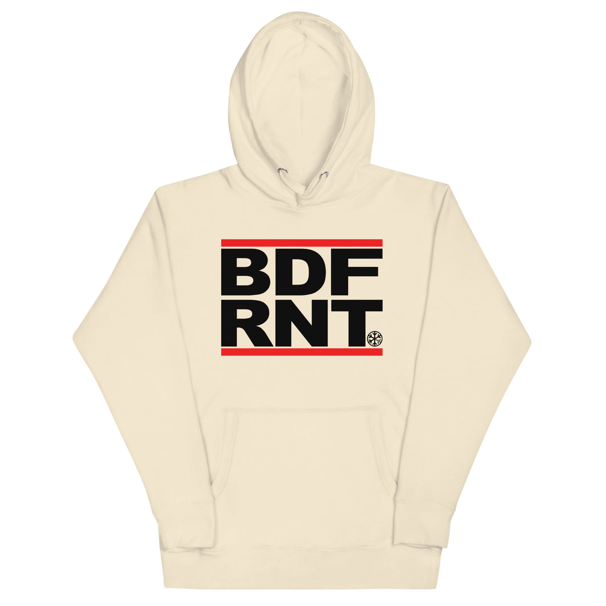 Bone-BDFRNT OG Logo Hoodie from B.Different Clothing, front view, graffiti-inspired streetwear