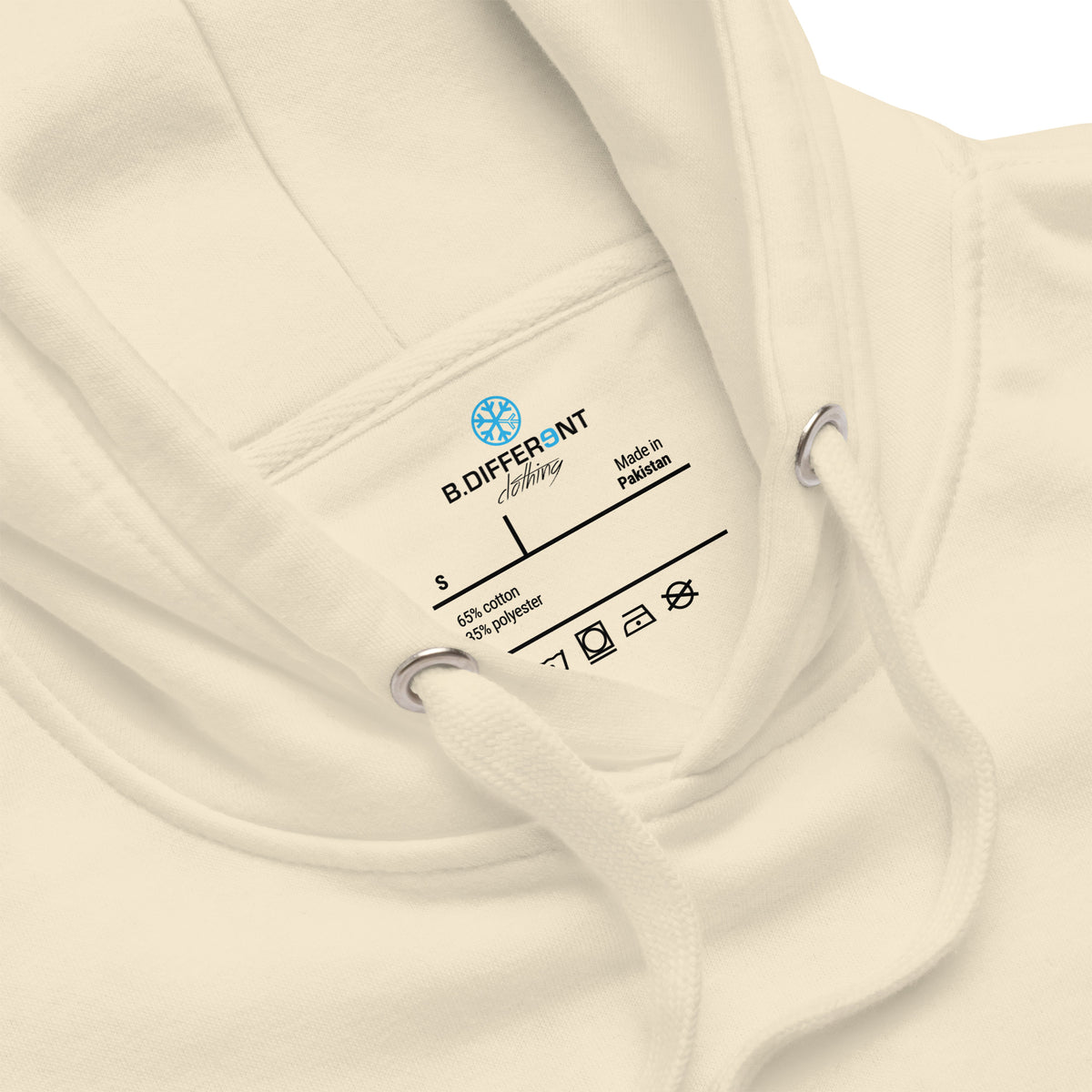 Beige-Outcast Graffiti Tag Hoodie from B.Different Clothing, collar, graffiti-inspired streetwear