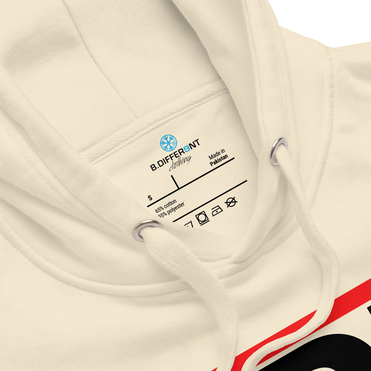Bone-BDFRNT OG Logo Hoodie from B.Different Clothing, collar, graffiti-inspired streetwear