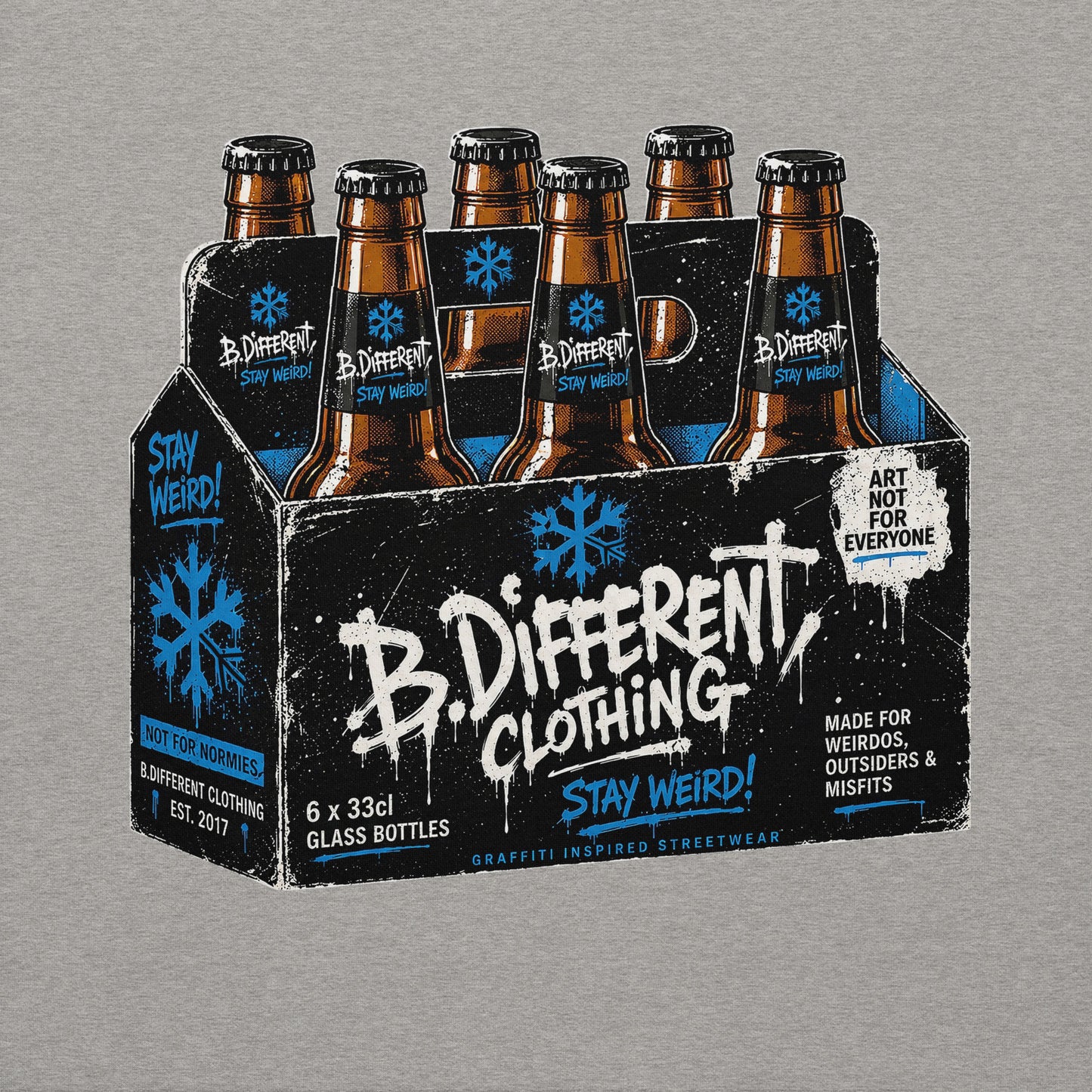 Gray-Six Pack Beer Graffiti Hoodie from B.Different Clothing, graphic, graffiti-inspired streetwear