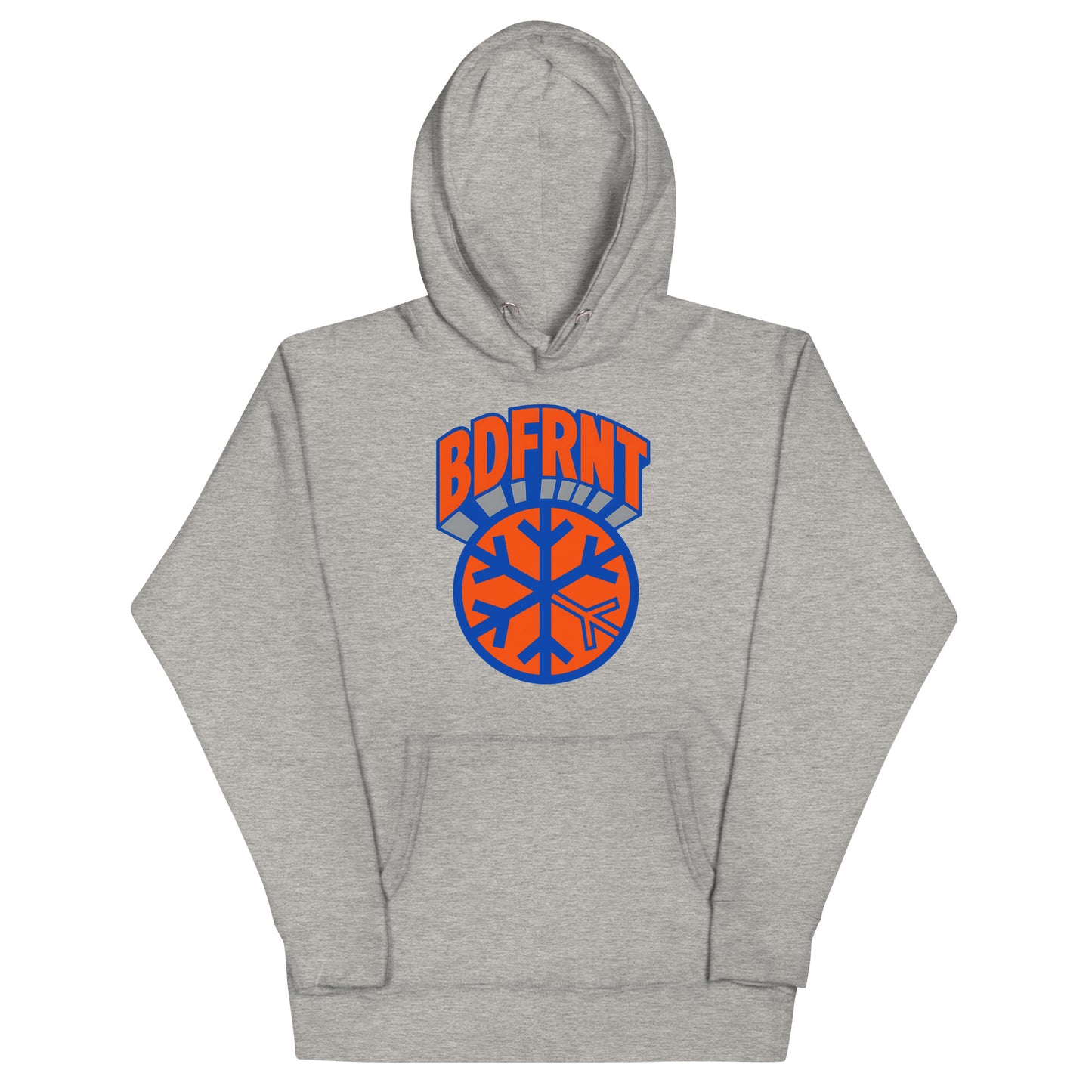 Gray-BDFRNT Logo 1989 Hoodie from B.Different Clothing, front view, graffiti-inspired streetwear