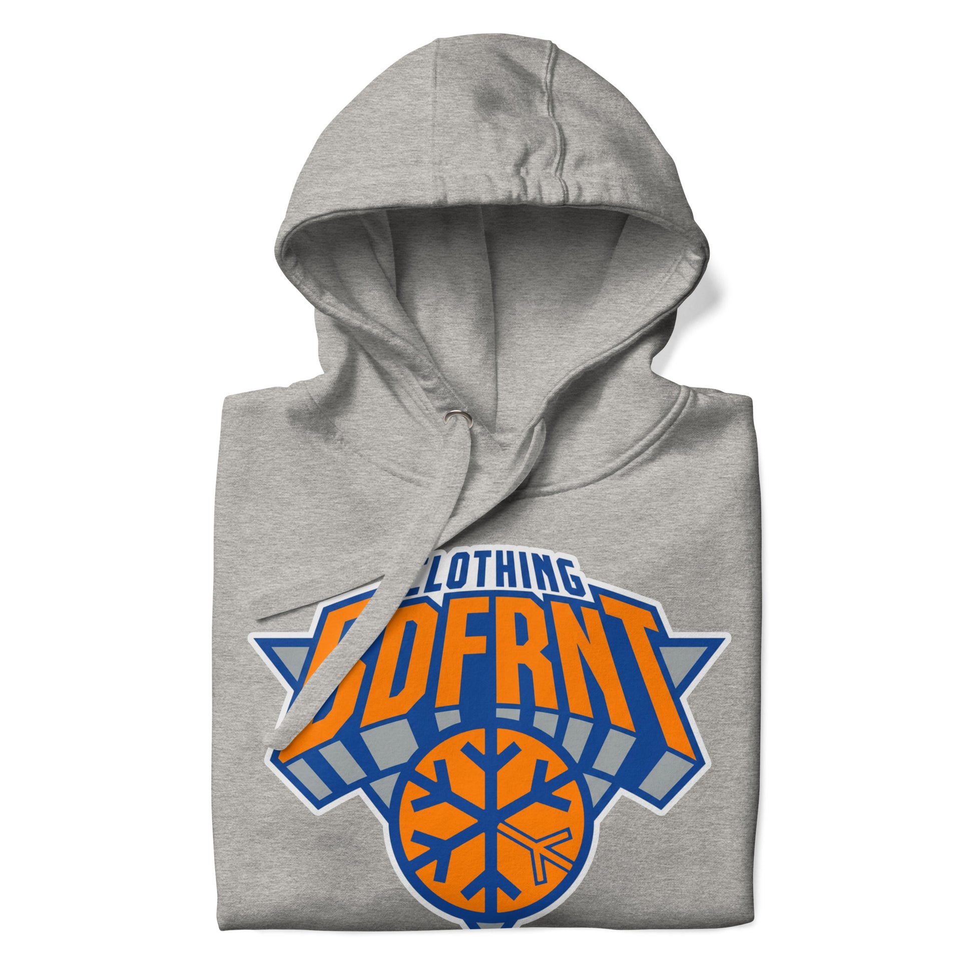 Gray-BDFRNT Logo 2011 Hoodie from B.Different Clothing, folded, graffiti-inspired streetwear
