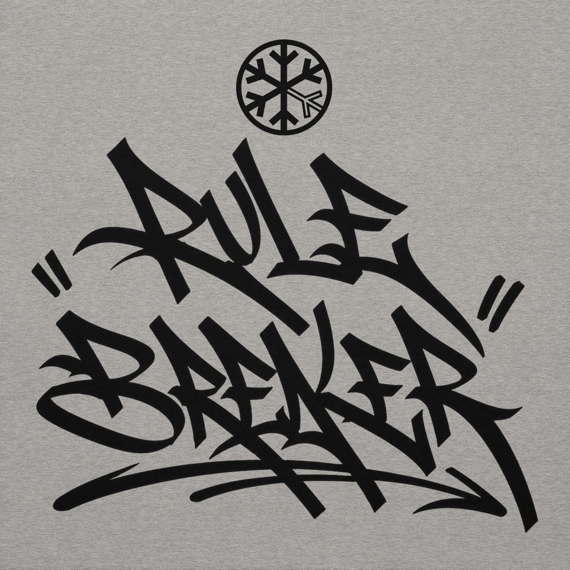 Carbon Grey-Rule Breaker Graffiti Tag Hoodie from B.Different Clothing, front graphic, graffiti-inspired streetwear