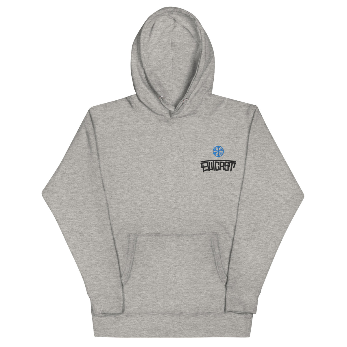 Gray-Outcast Graffiti Tag Hoodie from B.Different Clothing, front view, graffiti-inspired streetwear