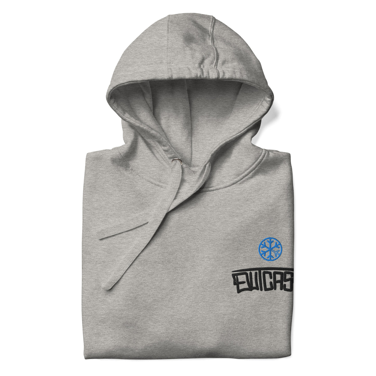 Gray-Outcast Graffiti Tag Hoodie from B.Different Clothing, folded, graffiti-inspired streetwear