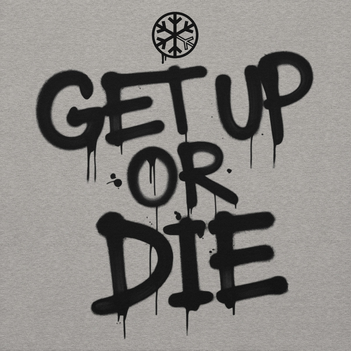 Carbon Grey-Get Up or Die Graffiti Tag Hoodie from B.Different Clothing, front graphic, graffiti-inspired streetwear