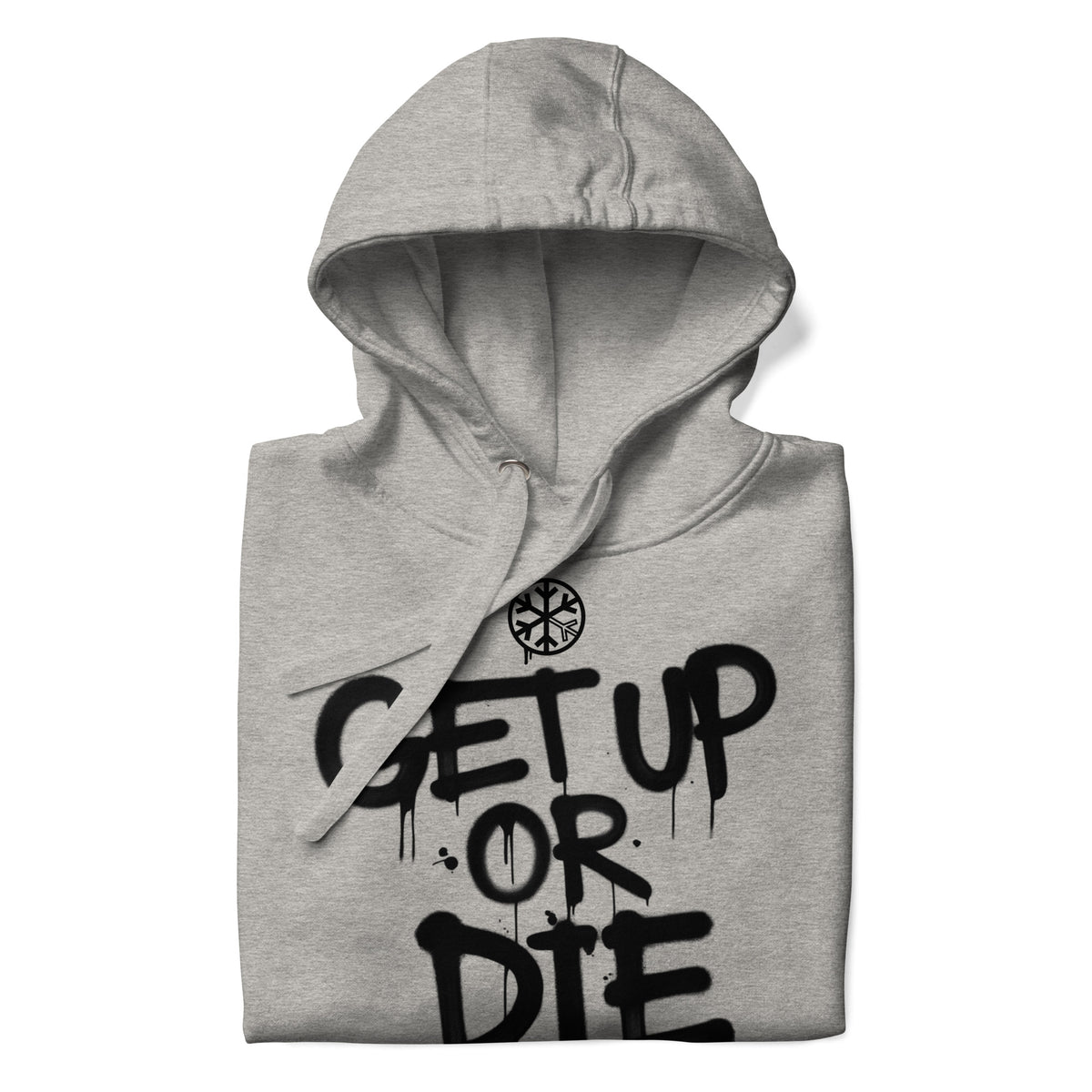 Carbon Grey-Get Up or Die Graffiti Tag Hoodie from B.Different Clothing, folded, graffiti-inspired streetwear