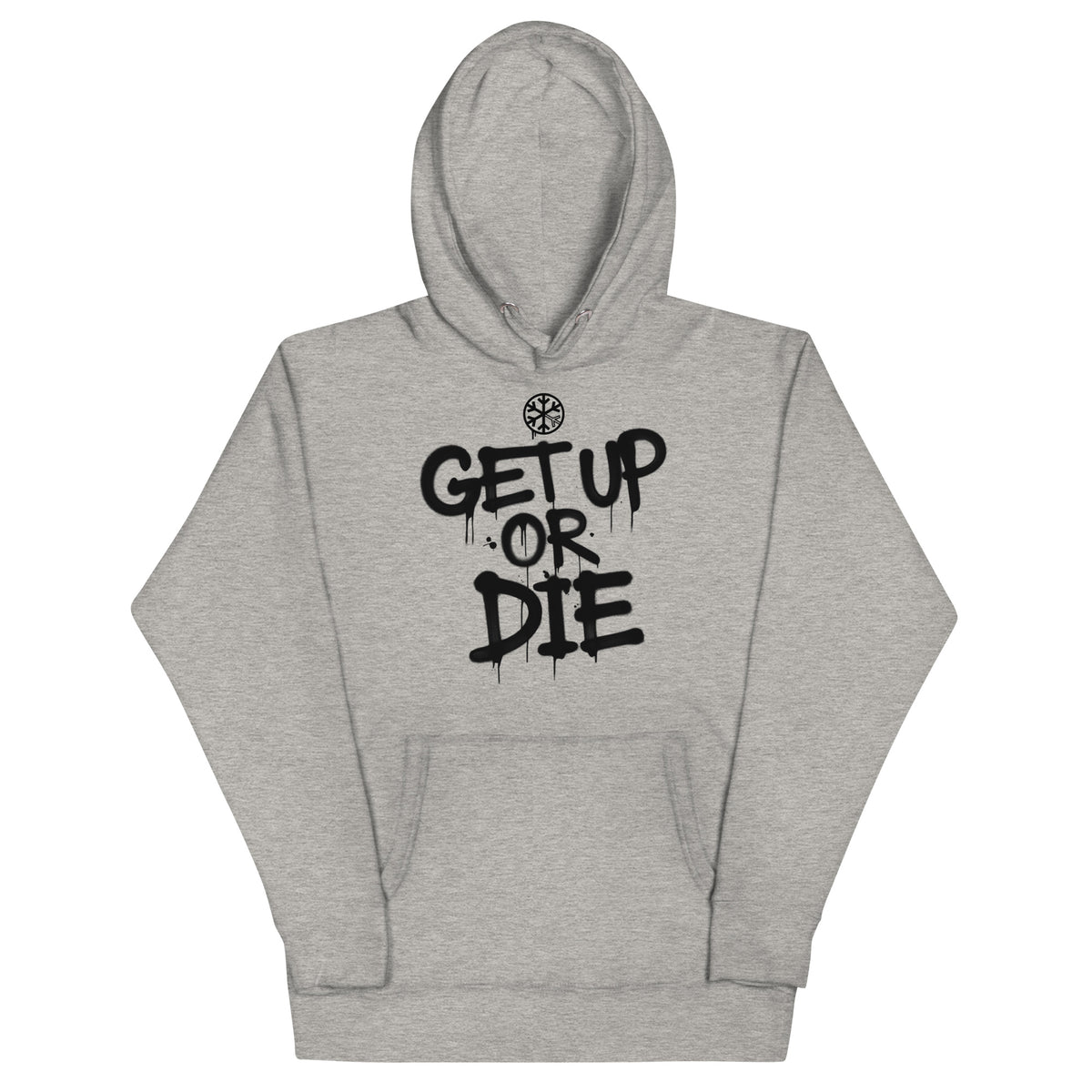 Carbon Grey-Get Up or Die Graffiti Tag Hoodie from B.Different Clothing, front view, graffiti-inspired streetwear