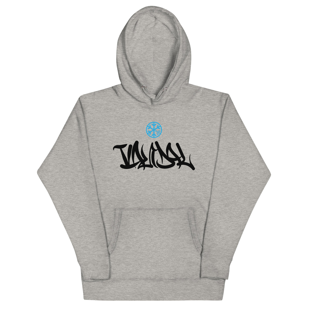 Carbon Grey-Vandal Graffiti Tag Hoodie from B.Different Clothing, front view, graffiti-inspired streetwear
