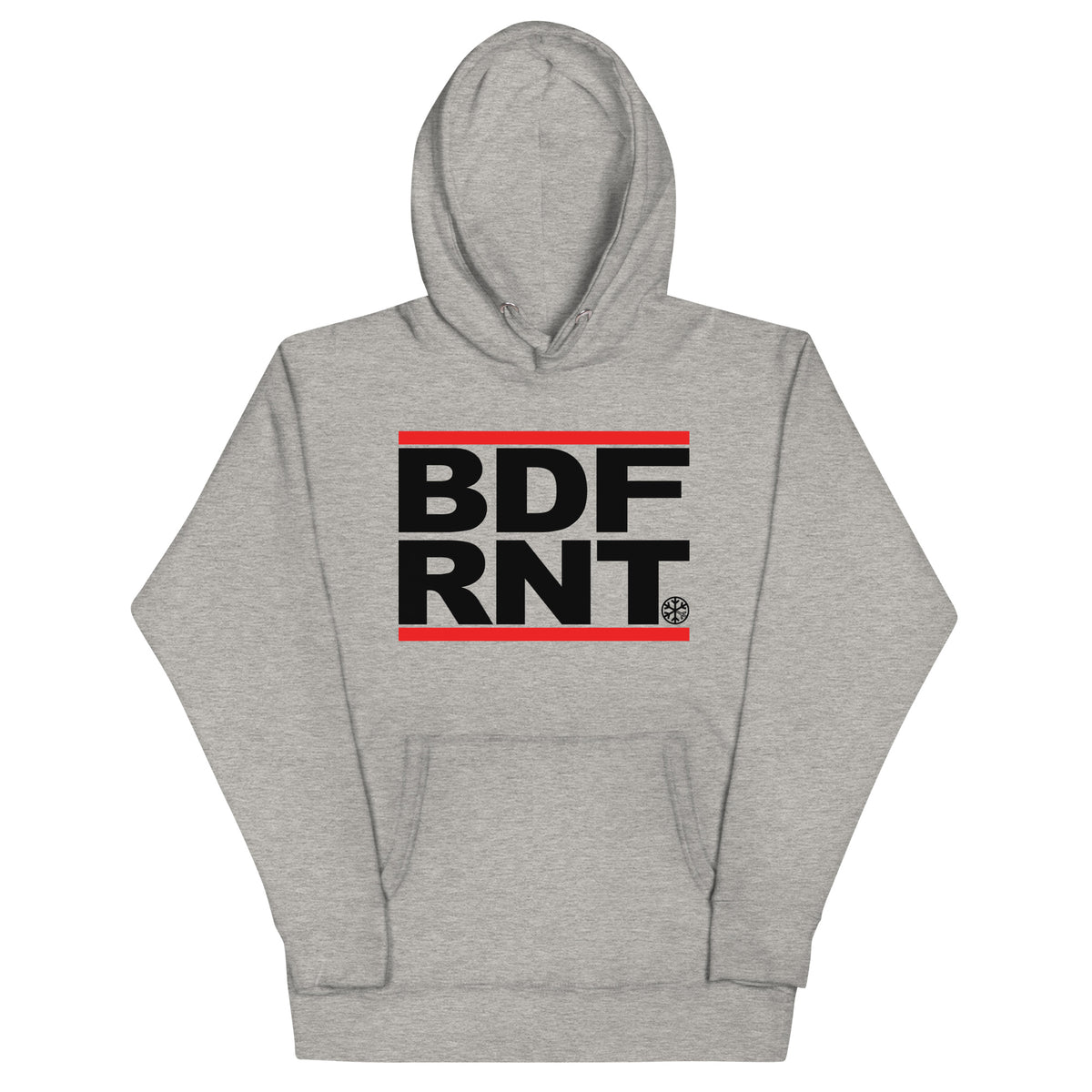 Carbon Grey-BDFRNT OG Logo Hoodie from B.Different Clothing, front view, graffiti-inspired streetwear