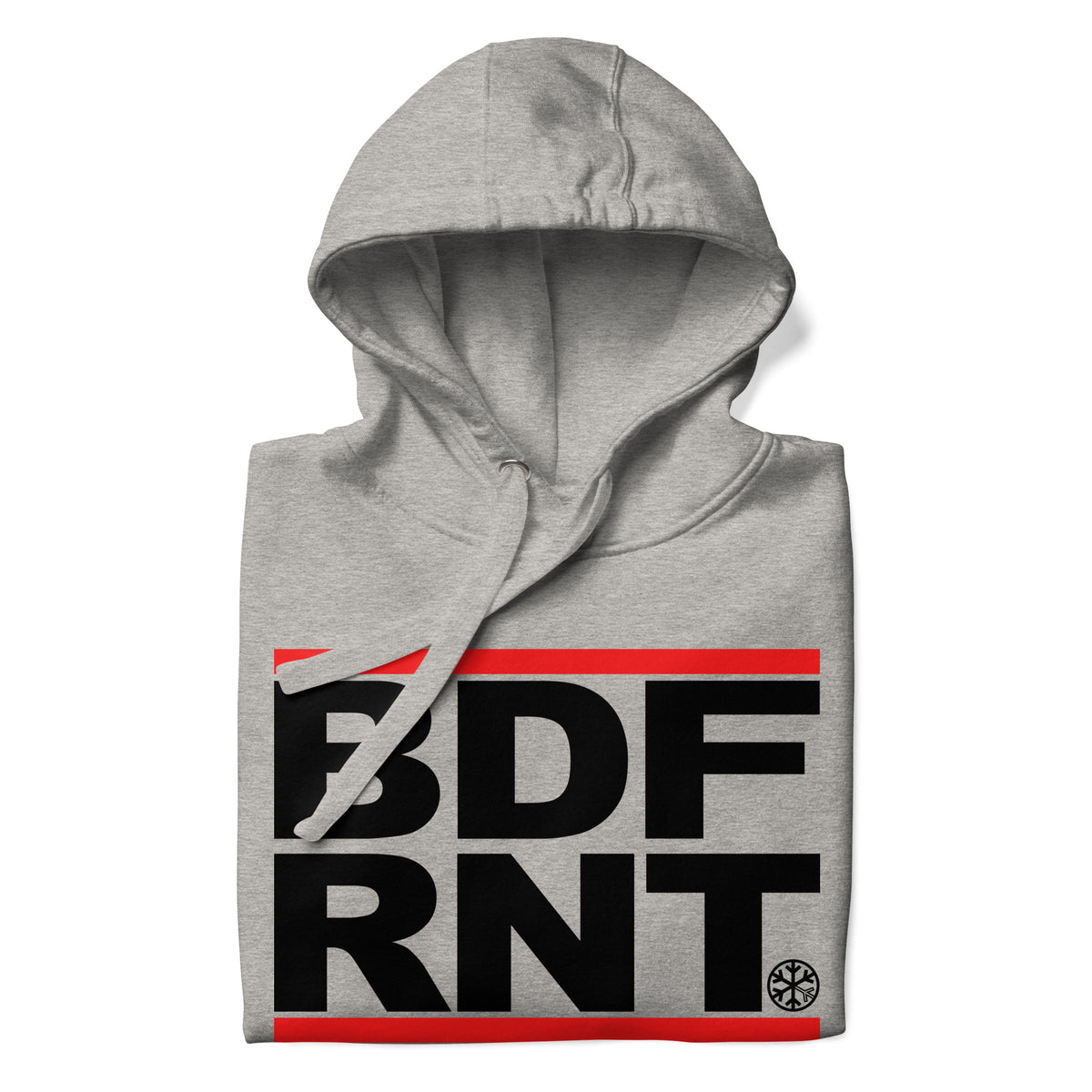 Carbon Grey-BDFRNT OG Logo Hoodie from B.Different Clothing, folded, graffiti-inspired streetwear