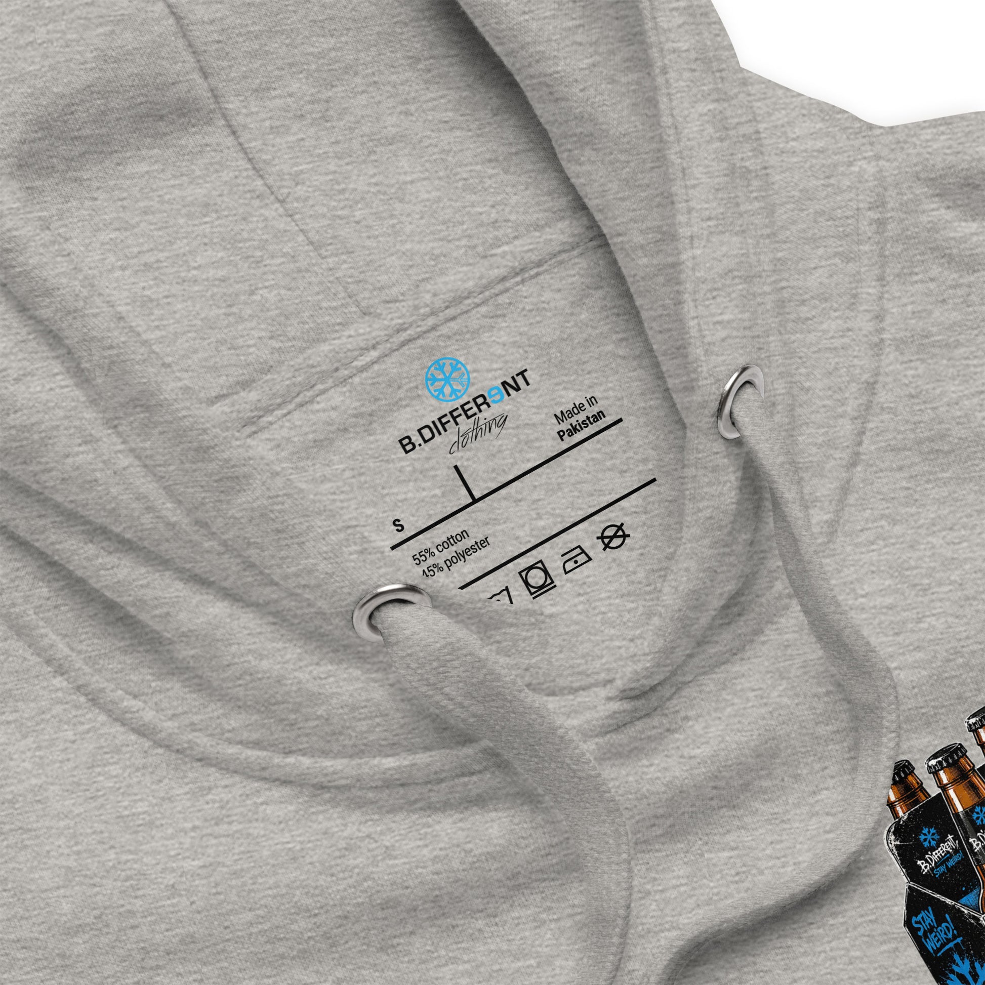 Gray-Six Pack Beer Graffiti Hoodie from B.Different Clothing, collar, graffiti-inspired streetwear