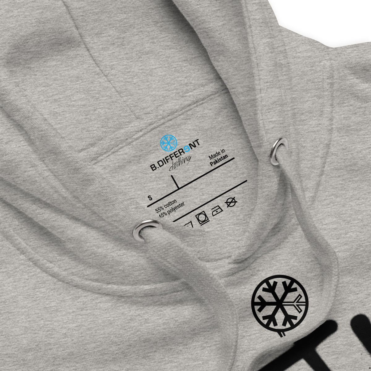 Carbon Grey-Get Up or Die Graffiti Tag Hoodie from B.Different Clothing, collar, graffiti-inspired streetwear