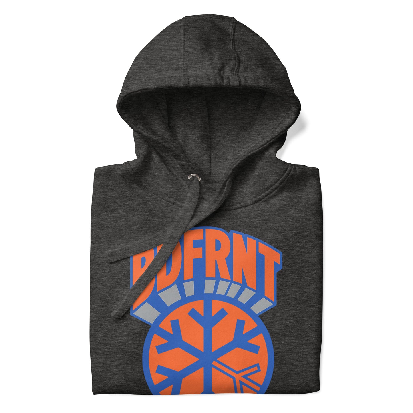 Darkgray-BDFRNT Logo 1989 Hoodie from B.Different Clothing, folded, graffiti-inspired streetwear